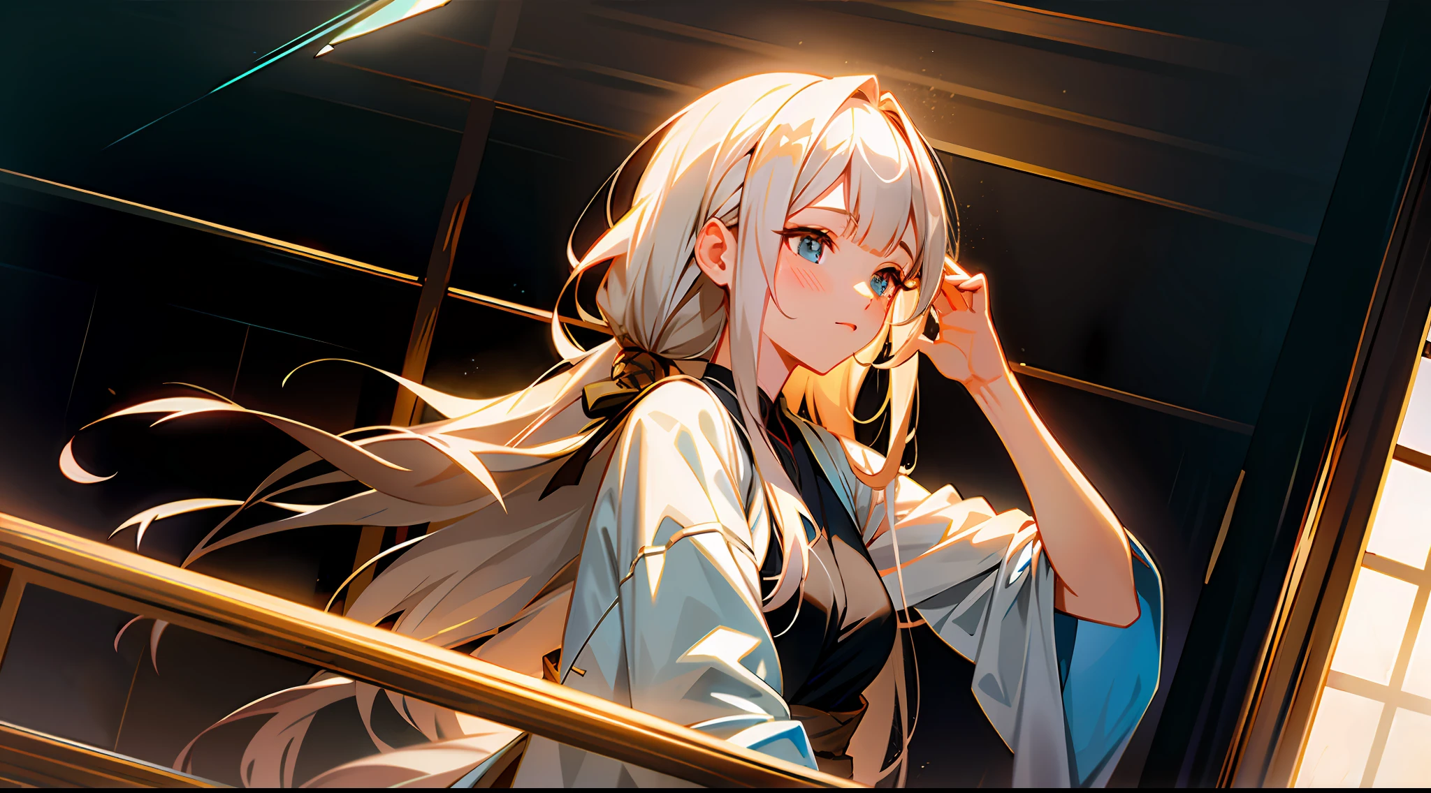 zori,glass,Long-haired girl,Vacated,Light,HD beauty CG