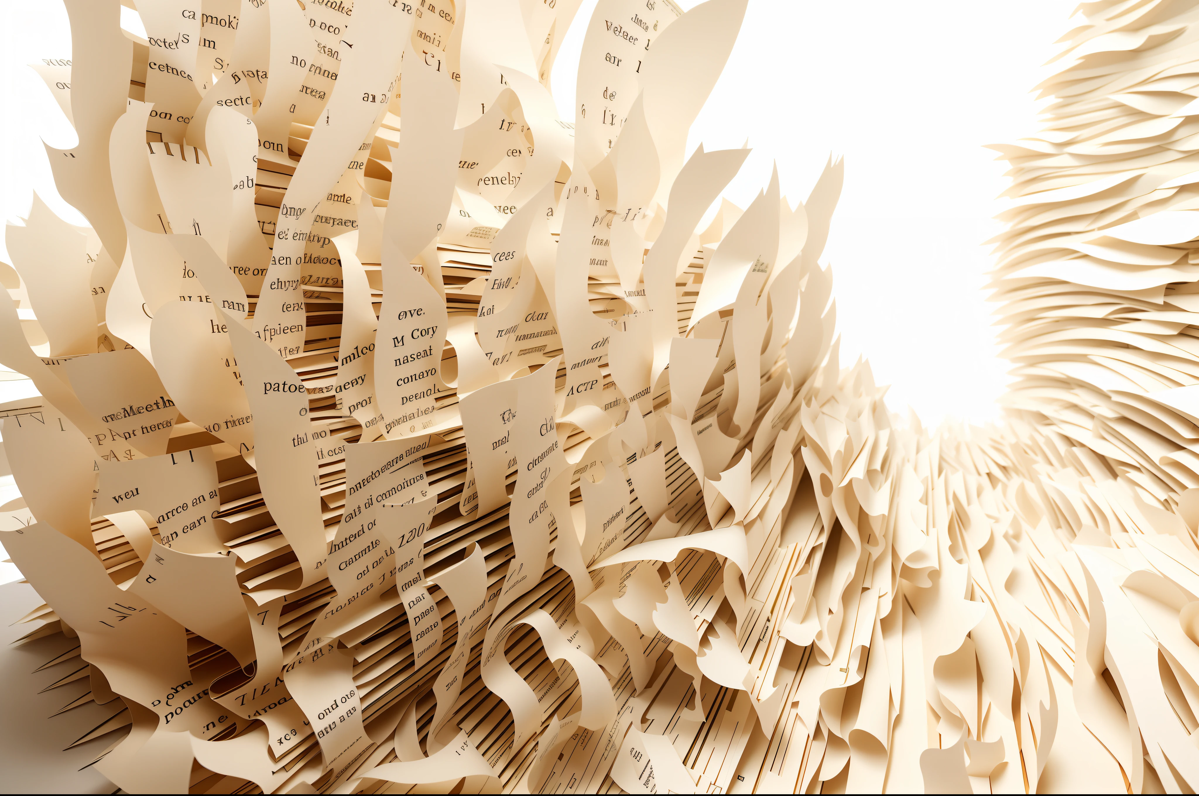 there is a paper sculpture made of many different types of paper, flowing book pages, feito de papel, feito de papel, arte em papel, papel em camadas, no papel, arte de modelagem de papel, explosion of data fragments, intricate 3 d illustration, arte em papel em camadas, insanamente detalhado, arte rivuletpaper, texto sobre papel, close - acima em detalhado