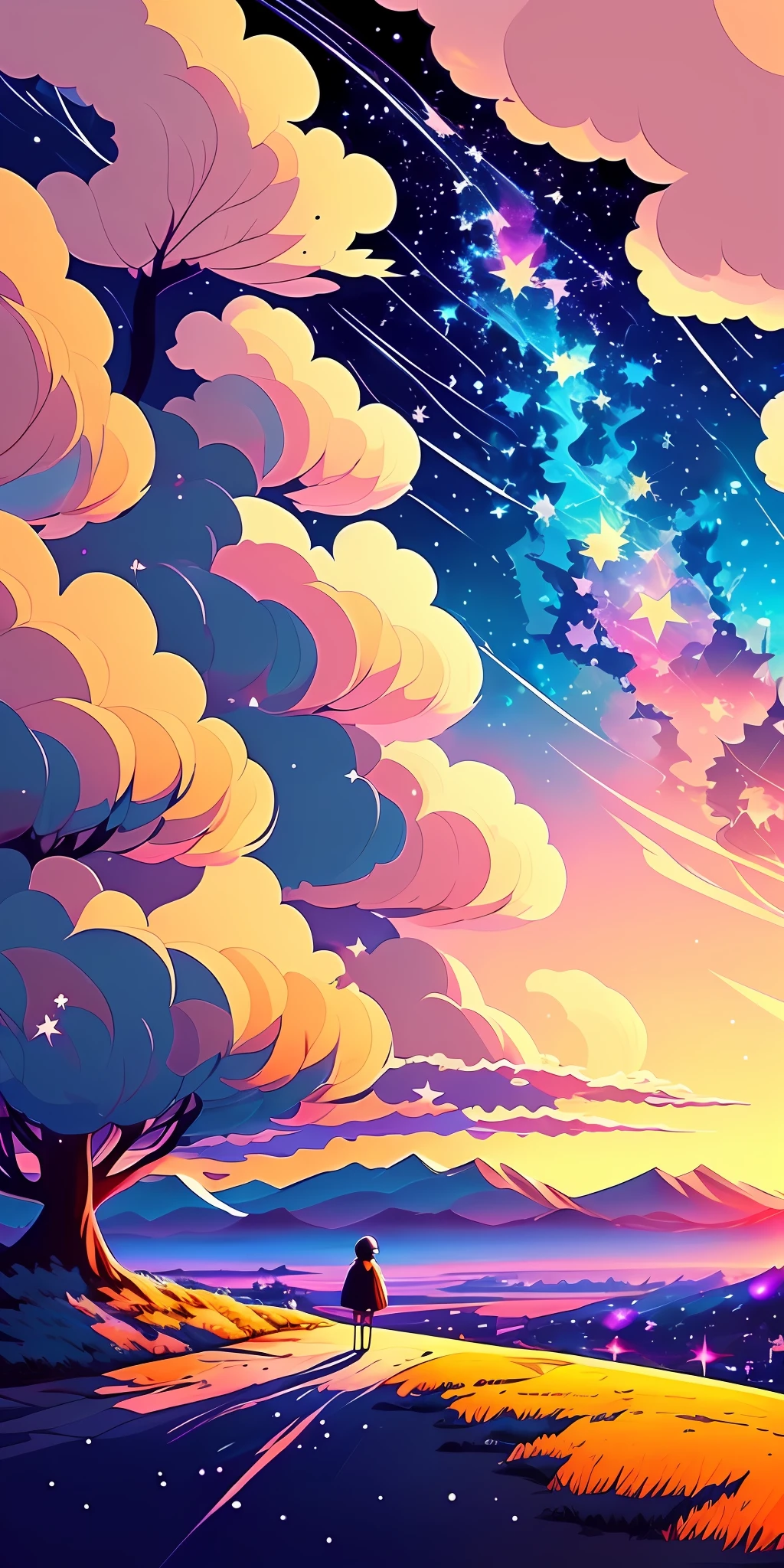 anime anime wallpapers with a view of the sky and stars, cosmic skies. by makoto shinkai, anime art wallpaper 4 k, anime art wallpaper 4k, anime art wallpaper 8 k, anime sky, amazing wallpaper, anime wallpaper 4 k, anime wallpaper 4k, 4k anime wallpaper, makoto shinkai cyril rolando, anime background art --auto