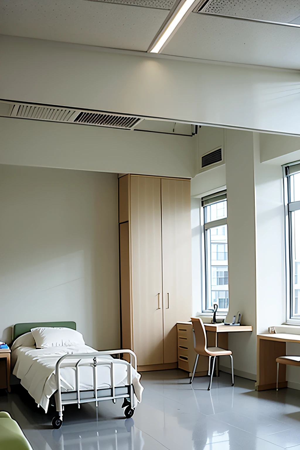 Hospital scene，High-end hospital，Ward beds，NOhumans，Pure scene，Gorgeous and bright，surgery room