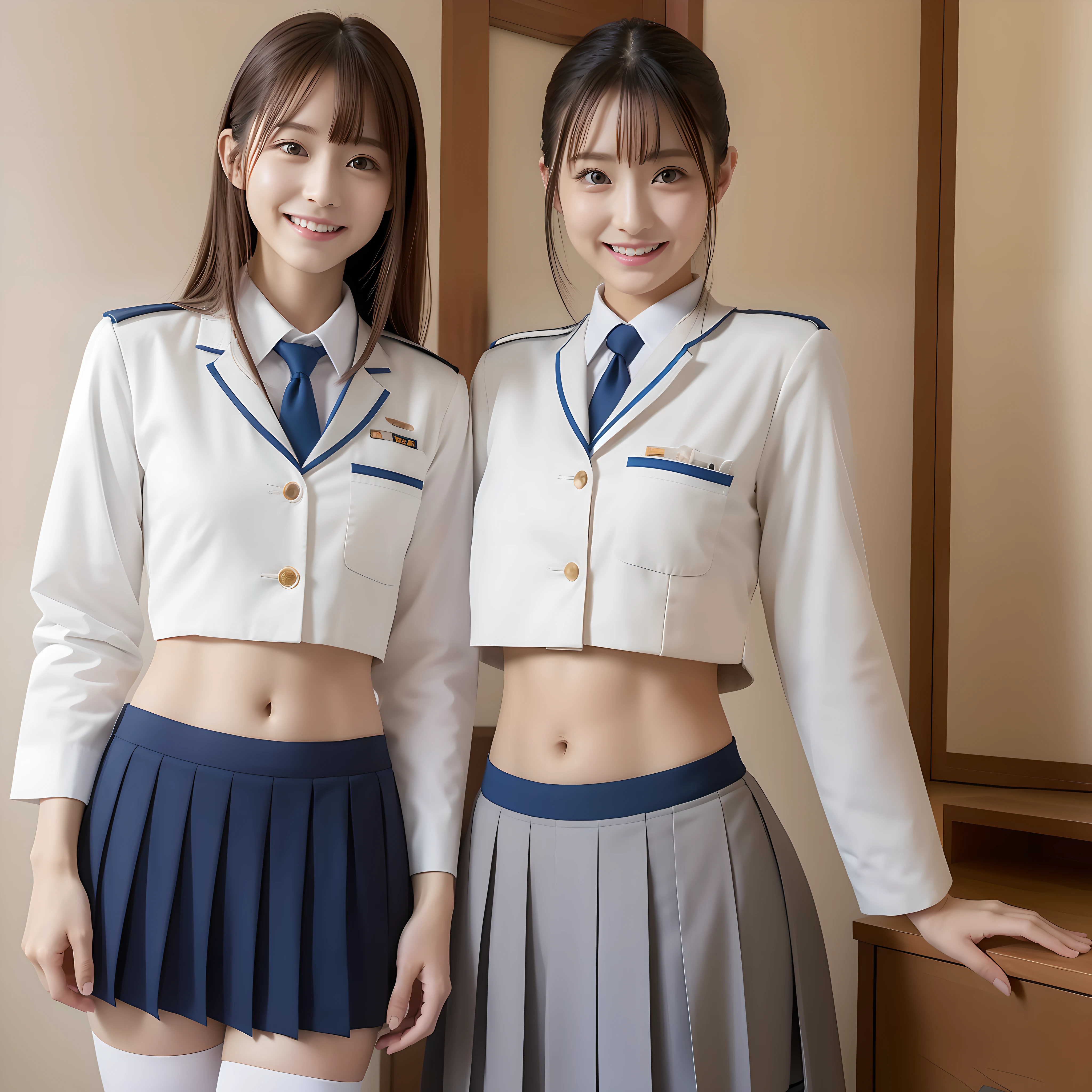 Short uniform Japanese The navel is visible valley chest