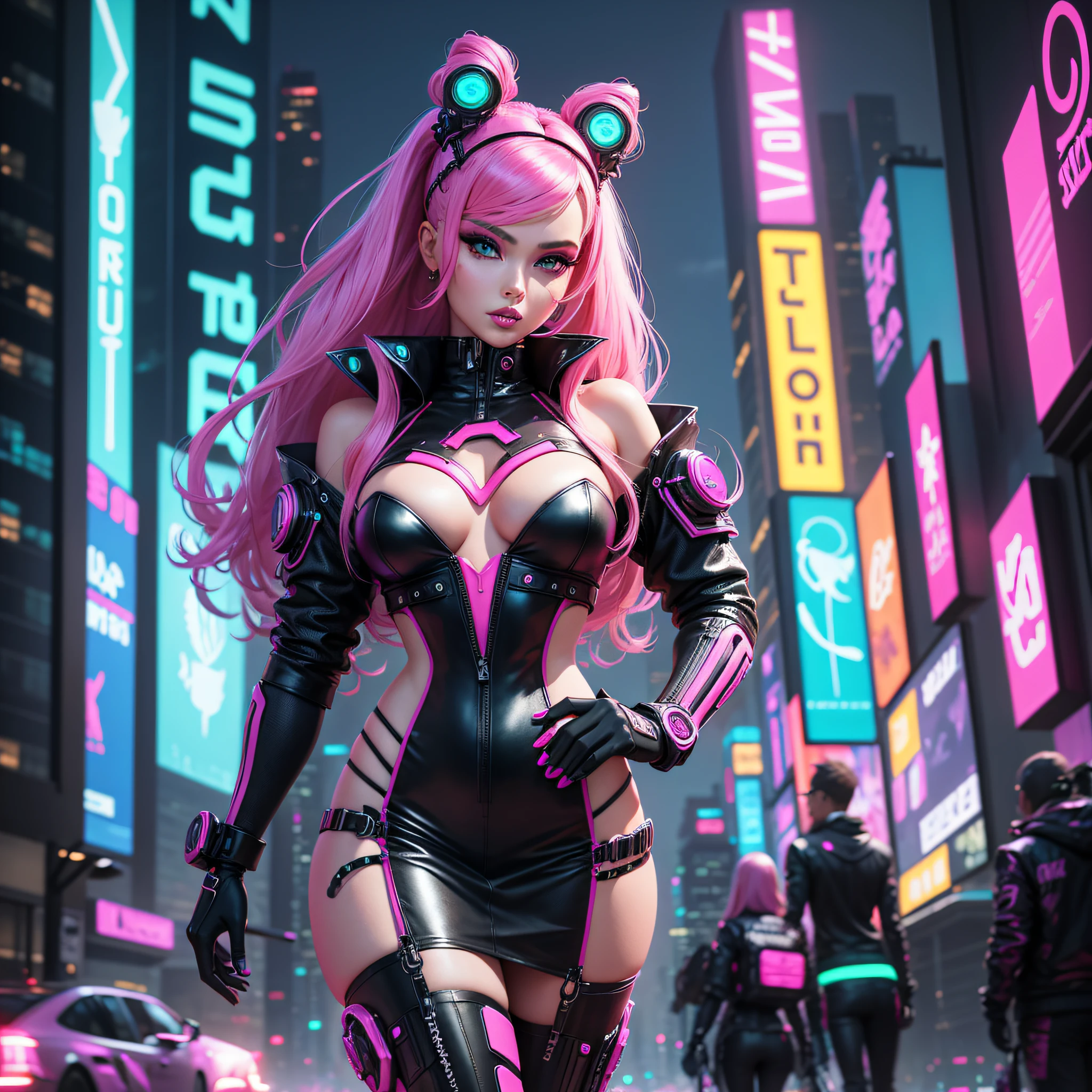 Experience futuristic allure as Barbie embraces the cyberpunk subculture, adorned with neon colors and enhanced accessories. In a vibrant and dynamic cityscape, Symbolizes cybernetic fashion and urban talent.