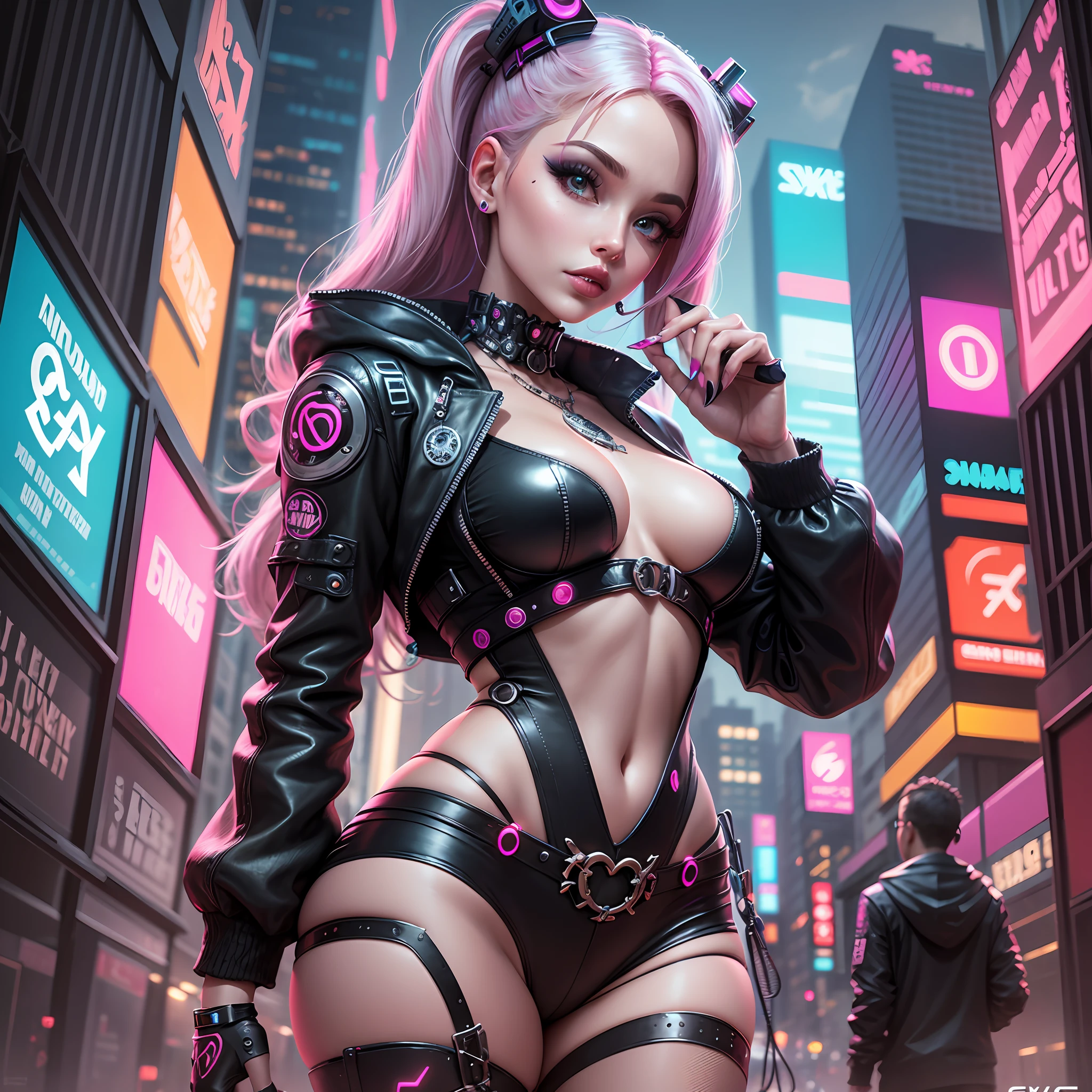 Experience futuristic allure as Barbie embraces the cyberpunk subculture, adorned with neon colors and enhanced accessories. In a vibrant and dynamic cityscape, It symbolizes cybernetic fashion and urban talent. --auto --s2