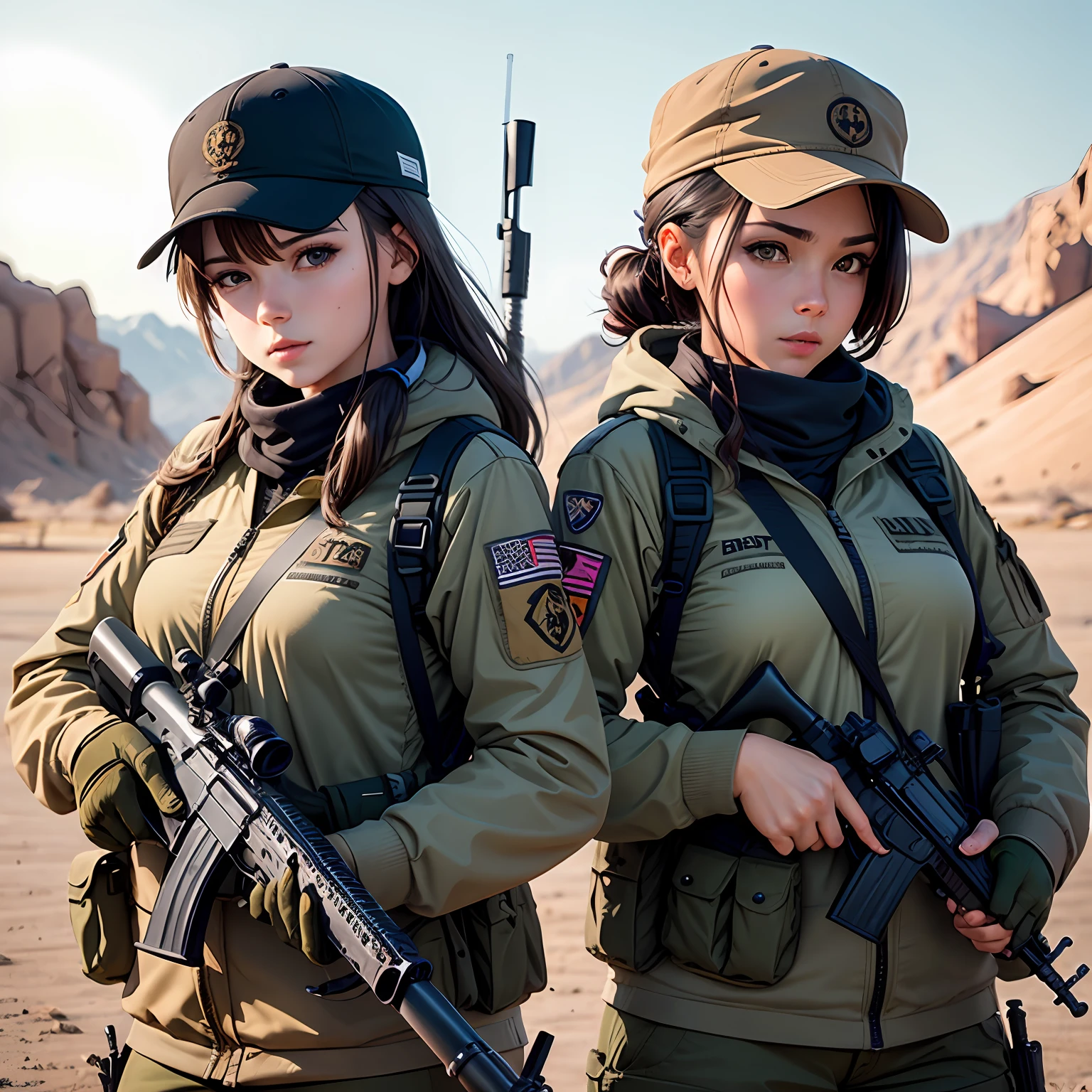 Tactical girls,Rifle in hand --auto