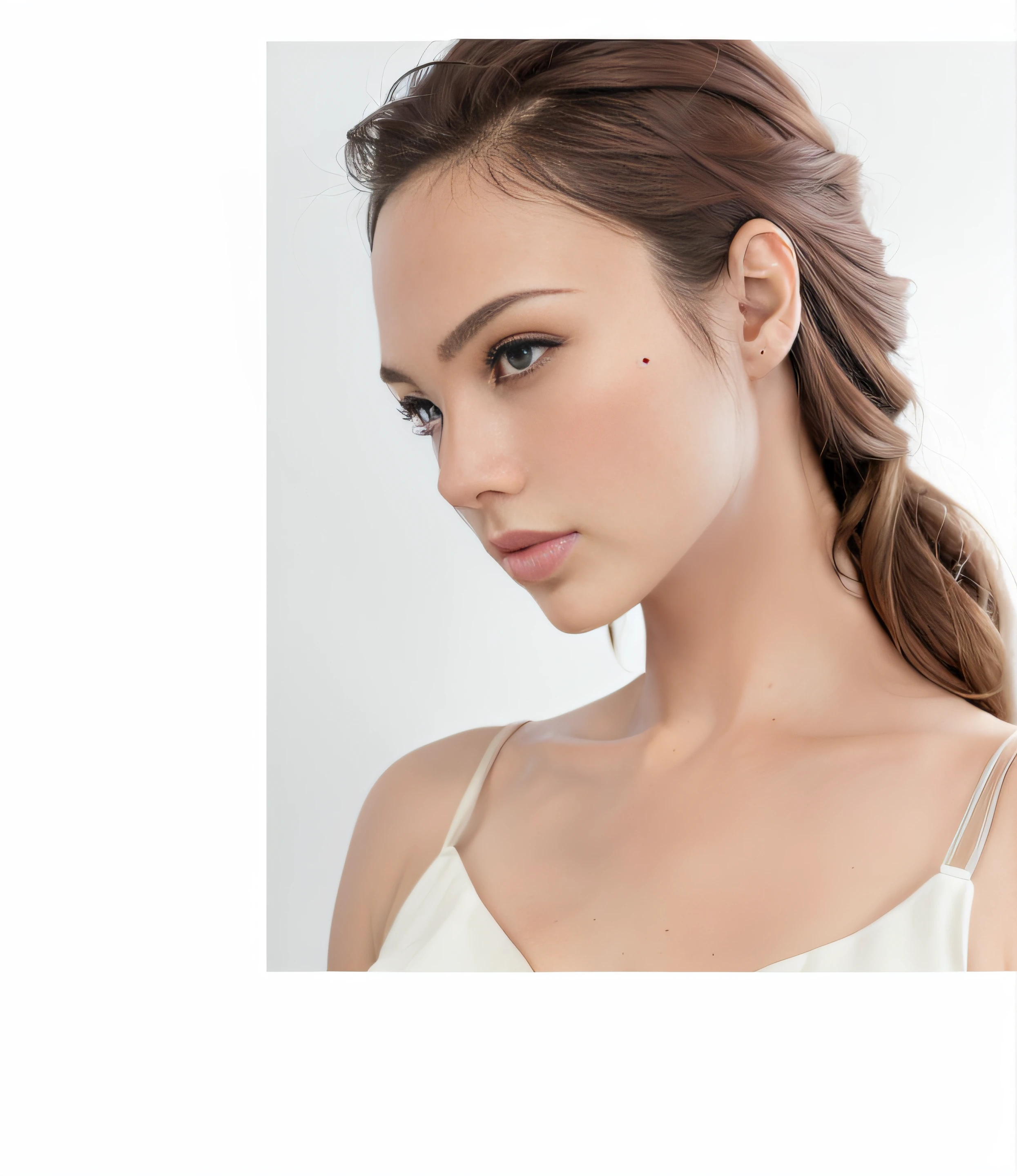 Mannequin,Hand detail,Surreal facial details，White race，white backgrounid,Beutiful women，