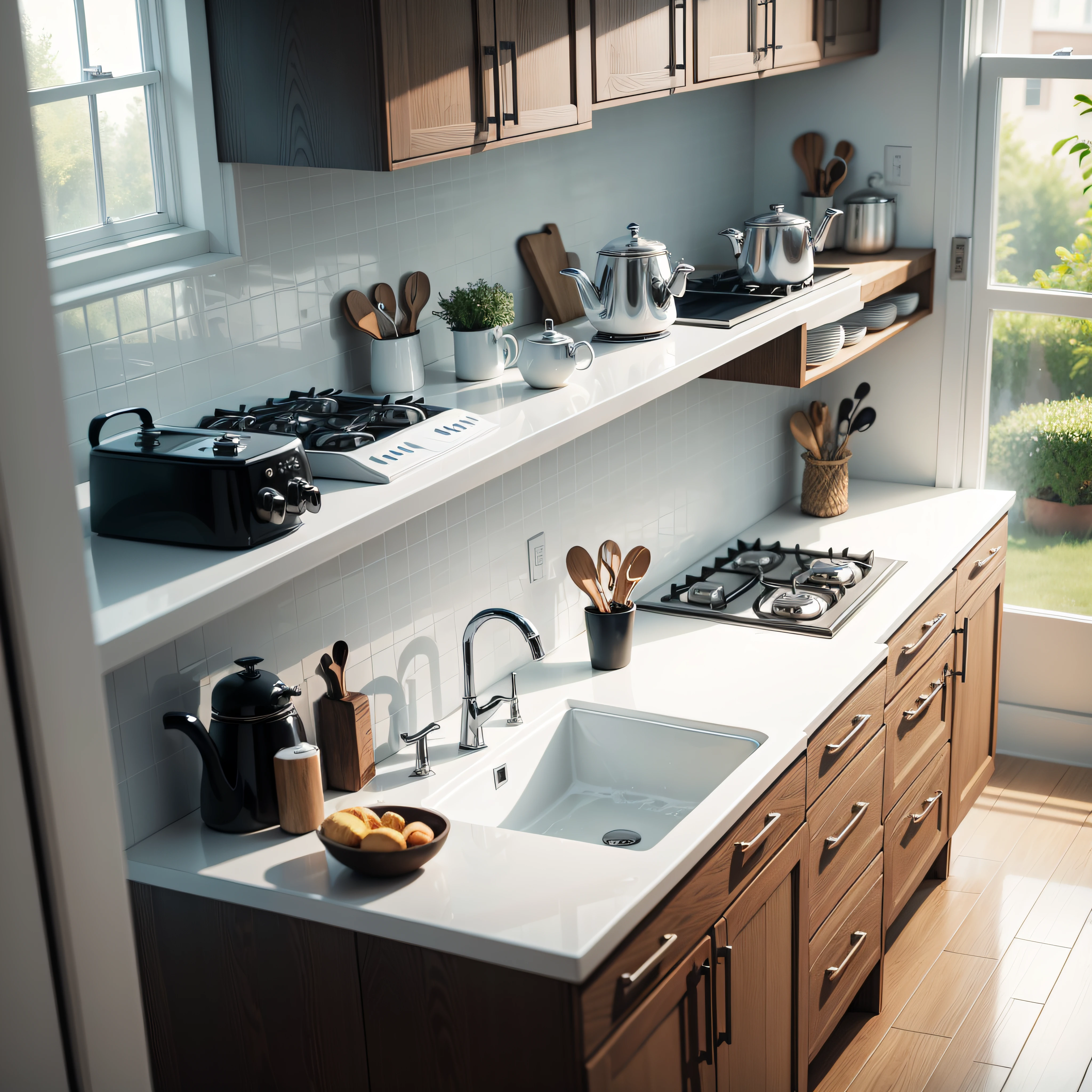 Faucet kitchen real modern white realistic real --auto