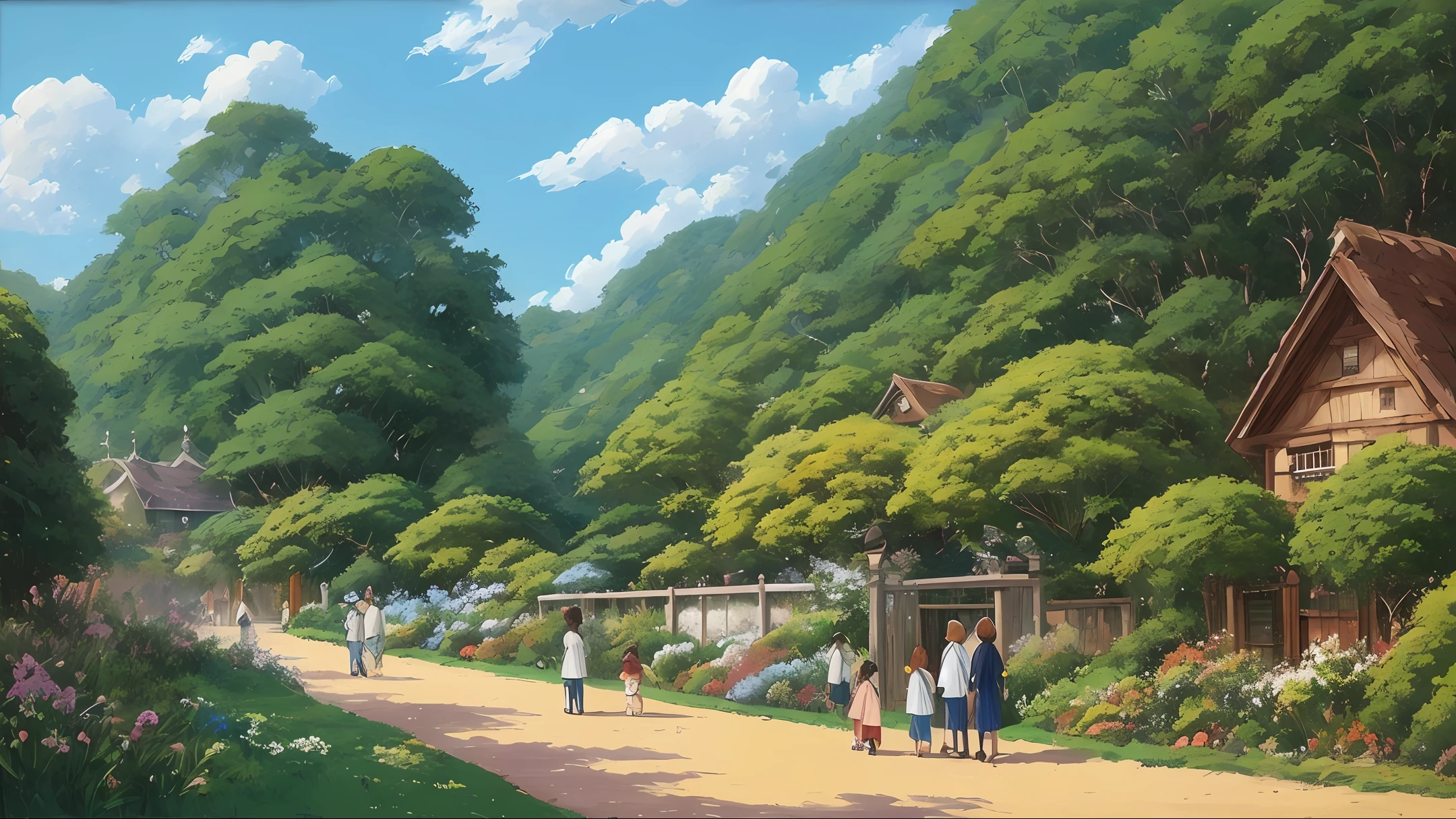 Fantastic and magical world, majestic and magnificent world, beautiful and amazing landscapes, oil paintings, Studio Ghibli, Hayao Miyazaki, Disney