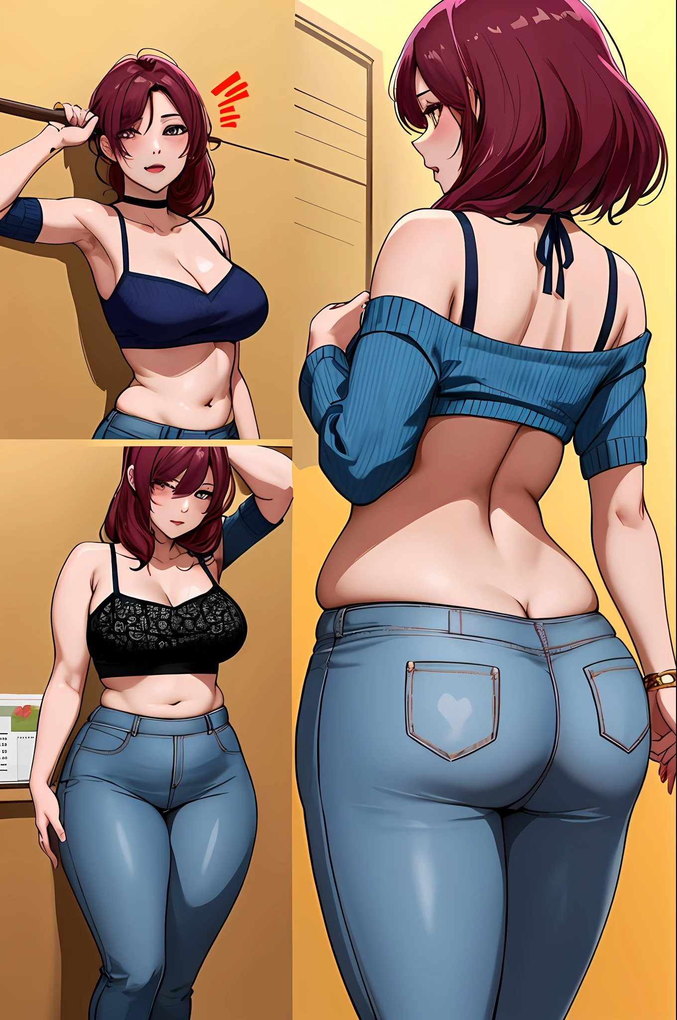 woman，独奏 ，cropped-fc，，， BTPT-FC， bralette， hason， Sweaters， 详细的脸， Hang in the back， illustratio，AS-Adult，carismatic，delicated，Briefs，Plump and rounded buttocks，Full crotch