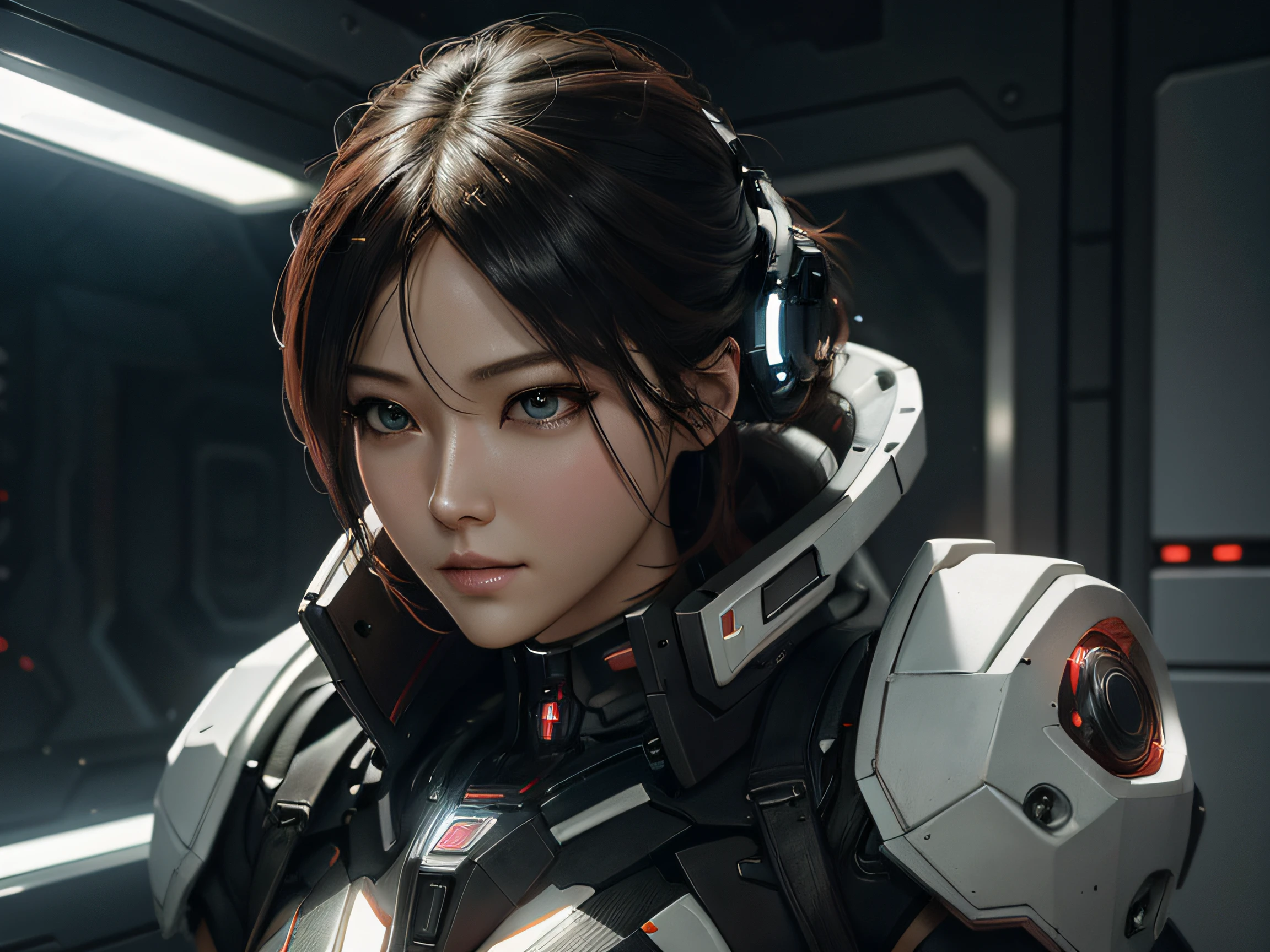 Highest image quality,Outstanding details,超高分辨率,(Fidelity:1.4),The best illustration,Favor the details,closeup cleavage,A mech girl,He has a delicate and beautiful face,((Red and white semi-mechanical body:1.8)),Raised sexy,frontage,cyber punk perssonage,Futuristic,mechanically aesthetic,Complex machinery,The background is a high-tech lighting scene in the future city,Virtual Engine 5,Perfect detail rendering,rendering by octane,hyper HD