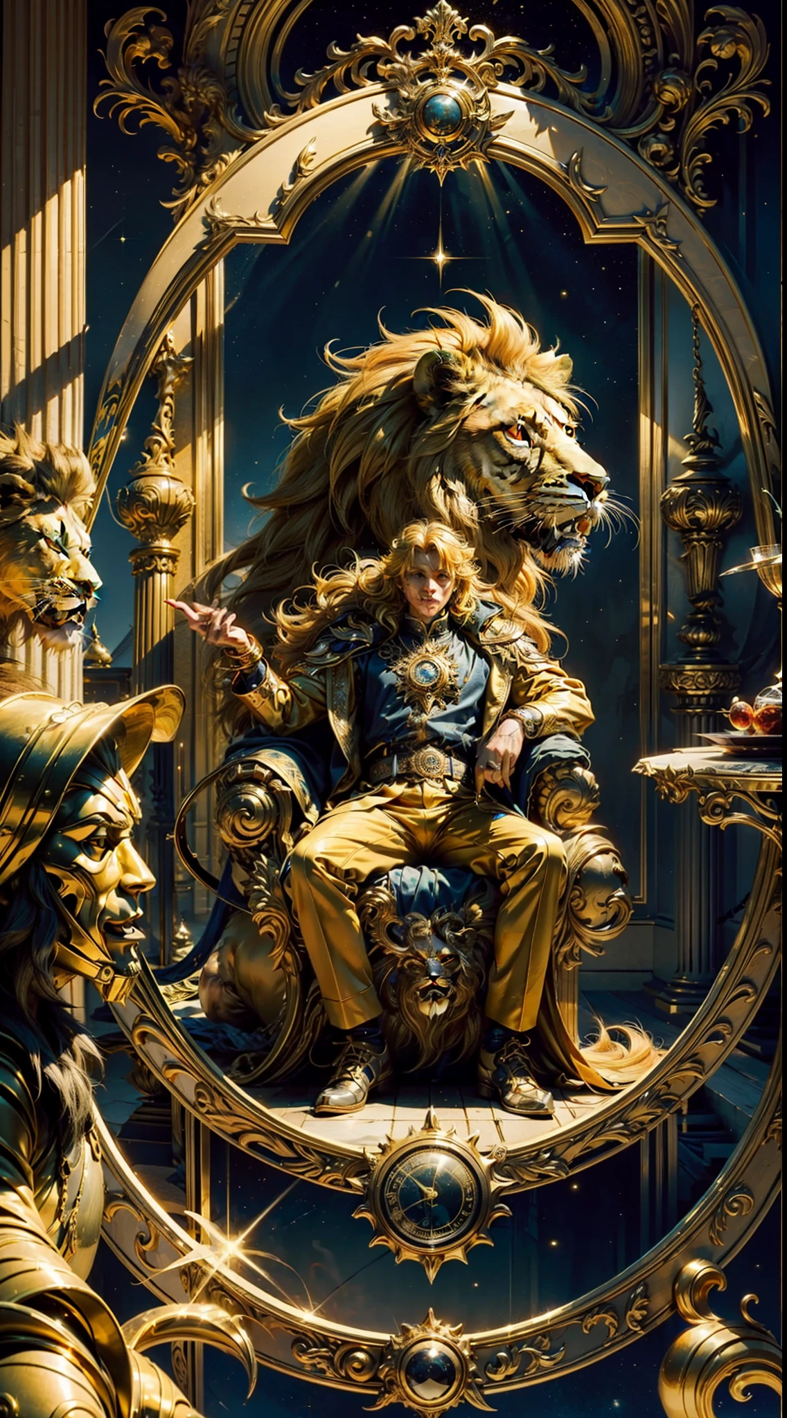 Magic Golden Leo astrolabe，Yellow-haired people，Next to the lion，Vicissitudes，Determination