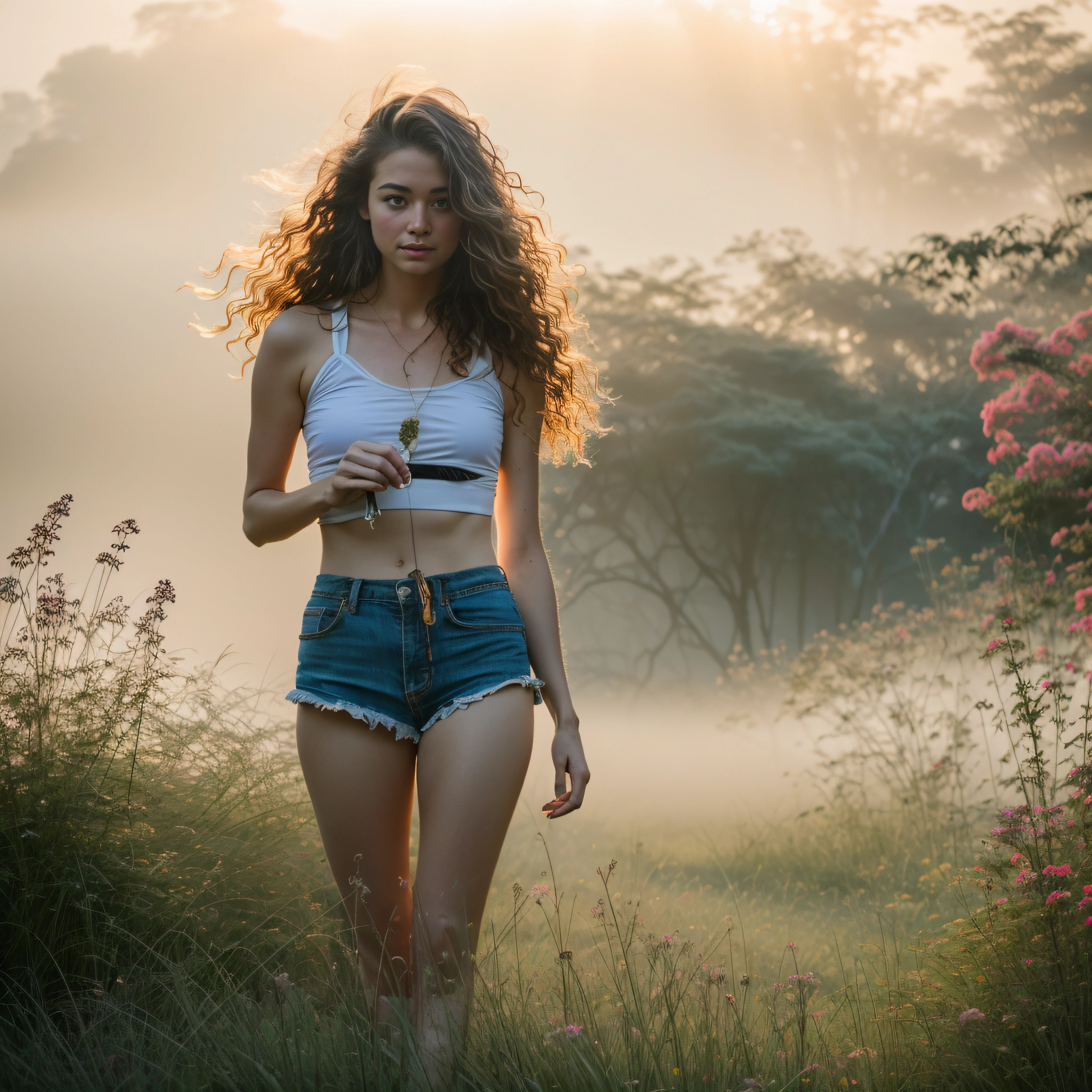 hazy attic, godrays, freckles, Gorgeous freckly angelic victorian disheveled blonde curvy woman, style of david hamilton, summer, humid, backlighting, golden hour, breathtaking, in dusty attic, soaked jeans, hazy foggy etheral morning, detailed face, detailed symmetric circular iris, realistic, stunning realistic photograph, octane render, intricately detailed, cinematic, disheveled skimpy fabric, sultry, bare, exposed, boxershorts, detailed face, foggy, sweaty, godrays, haze, atmospheric, photojournalism, busy background, volumetric lighting, neo-expressionism, art photography, gorgeous mood, hazy morning, surrounded by flowers and petals, sunrays on skin, sweaty, long hair, ultrarealistic