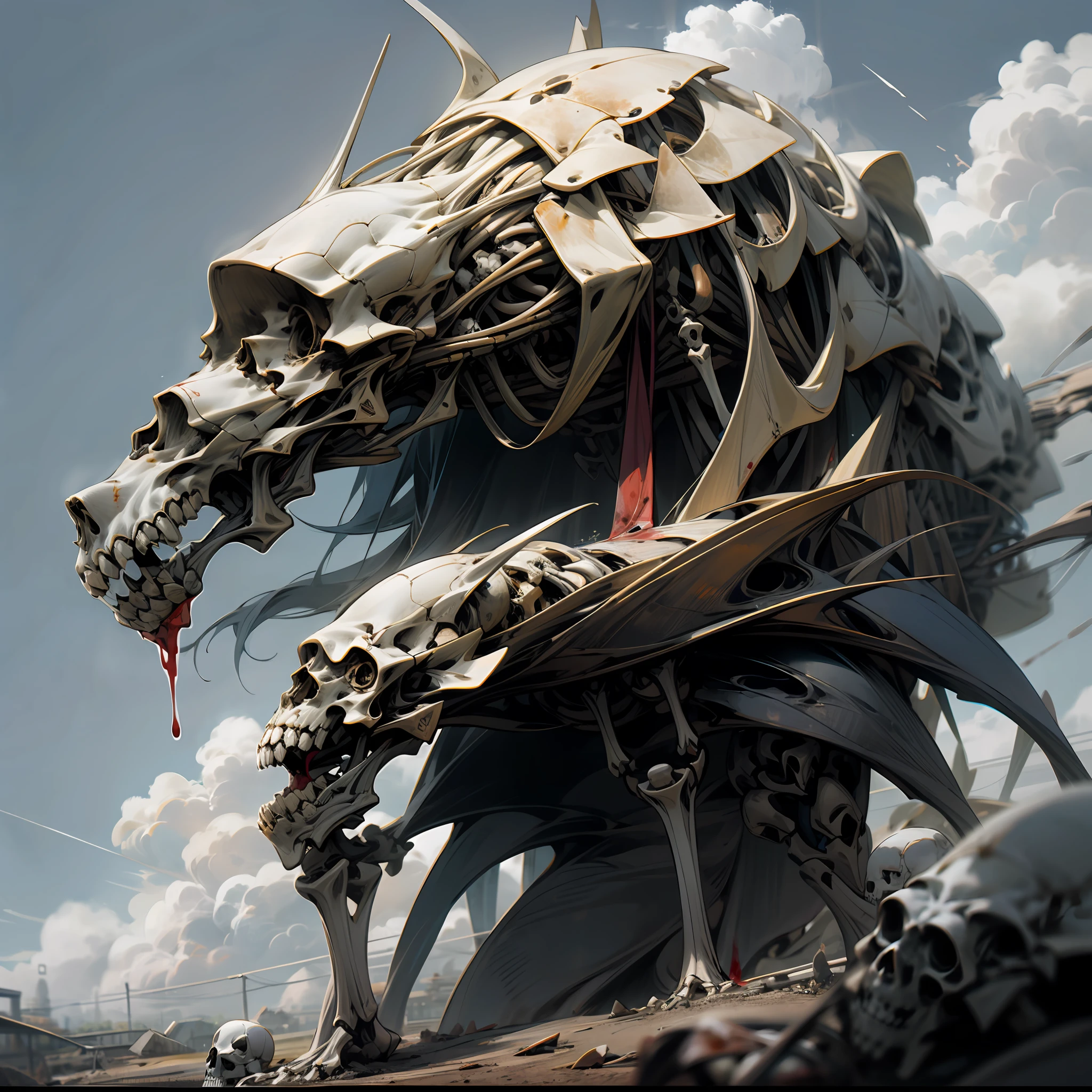 Solo, Holding, Cloud, No_Humanity, Blood, 1other, skull, Monster, Skeleton, Holding_skull, --auto