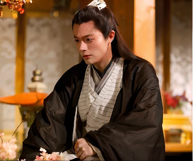 Allard man in white dress and white shawl,Hanfu,white hanfu,palaces,The man in Hanfu,wearing ancient Chinese costume,Traditional Chinese clothing,chinese ancient costume,Ancient Chinese prince,Chinese style,Prince of China,Chinese traditional,Prince of the ancient Asian dynasty,Wearing a luxurious silk cloak,wearing ornate silk clothes