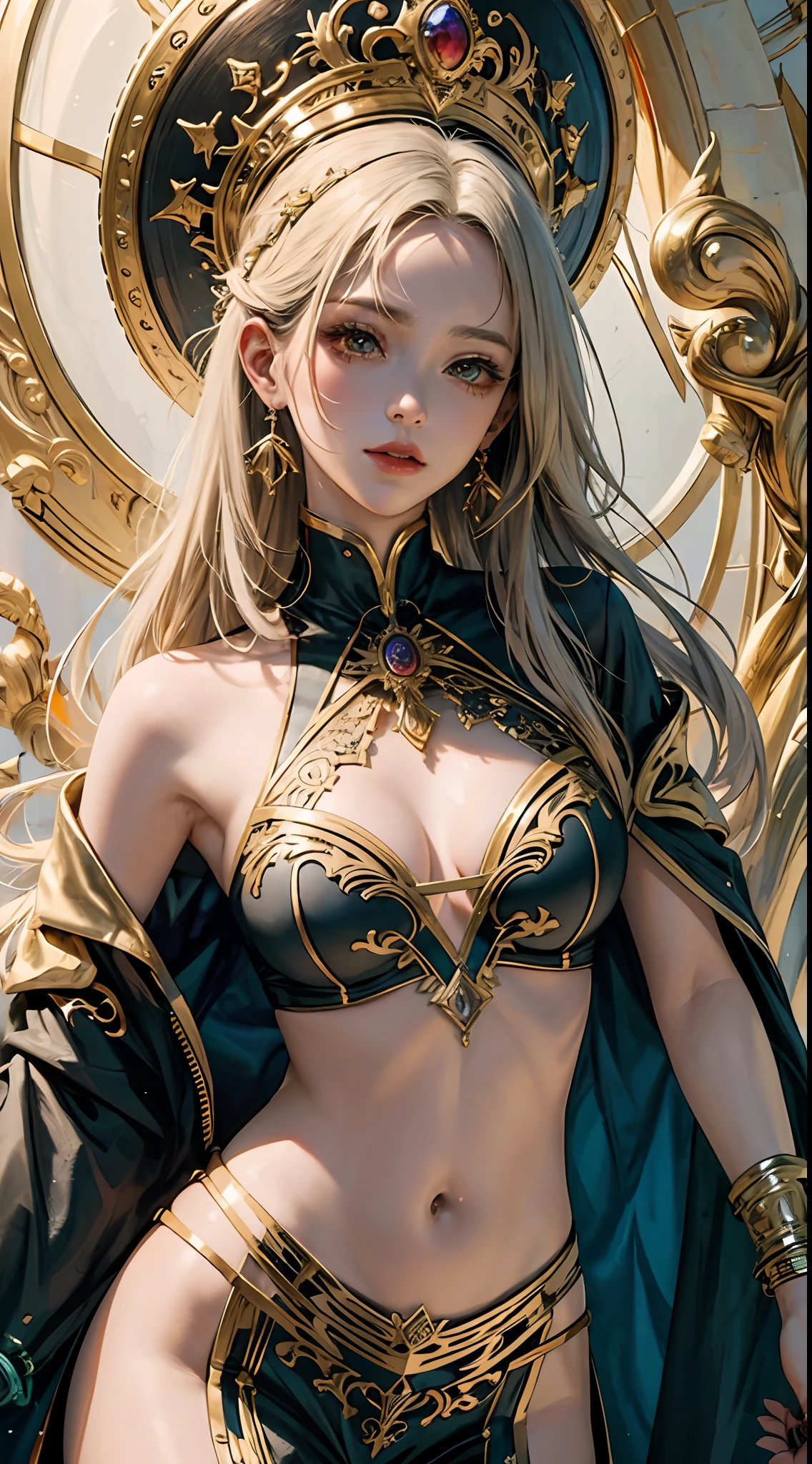 (masterpiece, top quality, best quality, official art, beautiful and aesthetic:1.2), (1girl), extreme detailed,colorful,highest detailed, official art, unity 8k wallpaper, ultra detailed, beautiful and aesthetic, beautiful, masterpiece, best quality, (zentangle, mandala, tangle, entangle) ,holy light,gold foil,gold leaf art,glitter drawing, PerfectNwsjMajic