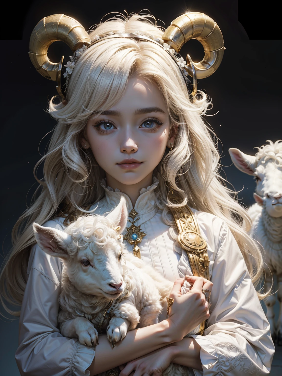 （Aries anthropomorphism，White curly hair，pecora，Lamb。）constellation，dream magical，mistic