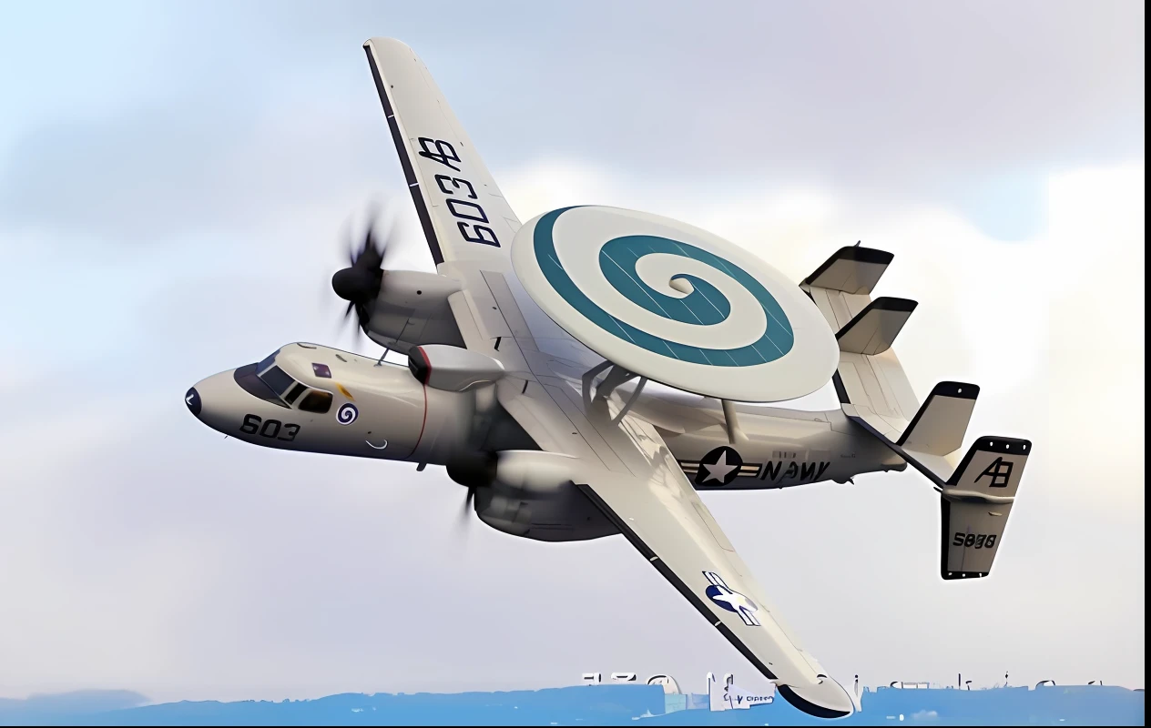 There is a small propeller plane flying in the sky with a propeller, Close-up Shot Shot, disk