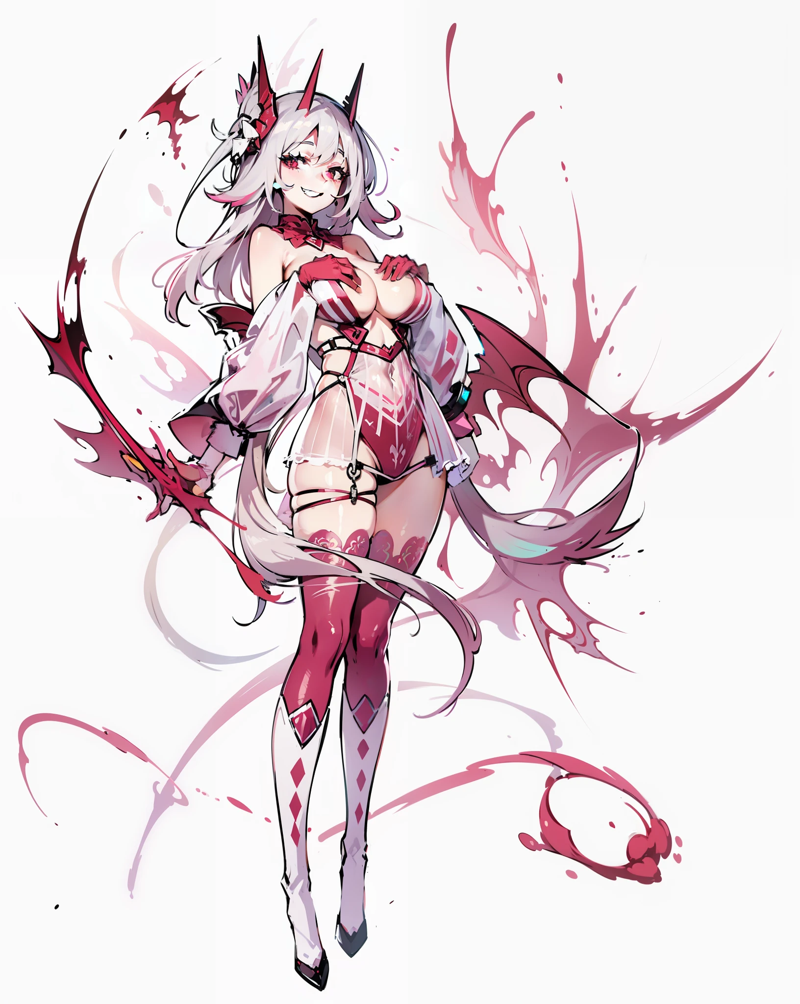 Color gas,Place your hands on your chest,fleshy feeling,Thigh strangle,Bad laughs,Smile lewd