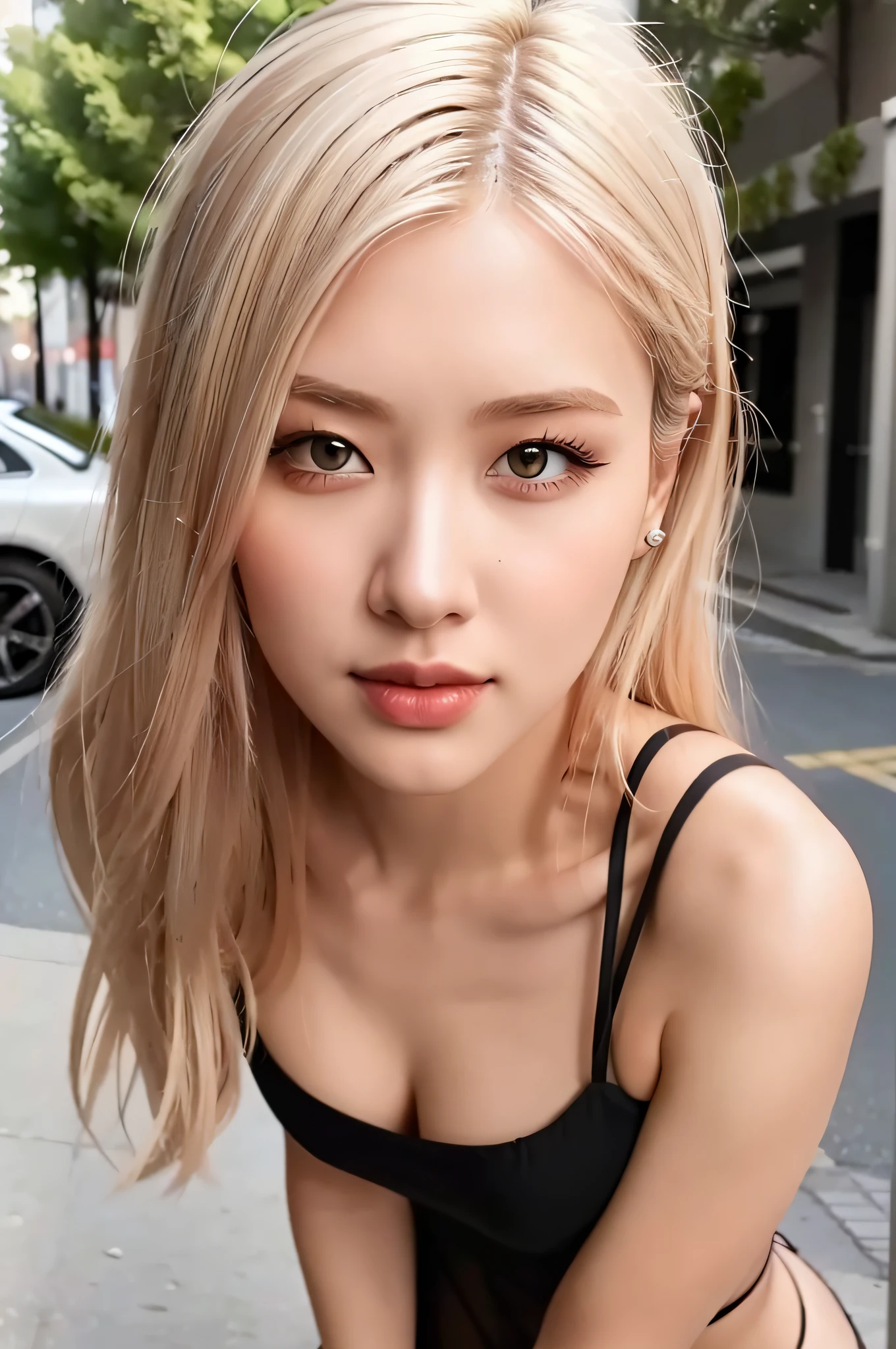 ((Realistic lighting, Best quality, 8K, Masterpiece: 1.3)), Clear focus: 1.3, 1girl, Perfect Figure: 1.4, Slim Abs: 1.8, ((platinum hair)), (see-through ripped mesh dress sexy: 1), (Outdoor, bright: 1.1), City streets, Super fine face, Fine eyes, Double eyelids, full body, big breasts, curvy butt,extremely delicate and beautiful, Amazing, finely detail, masterpiece, ultra-detailed, highres, 360 degrees