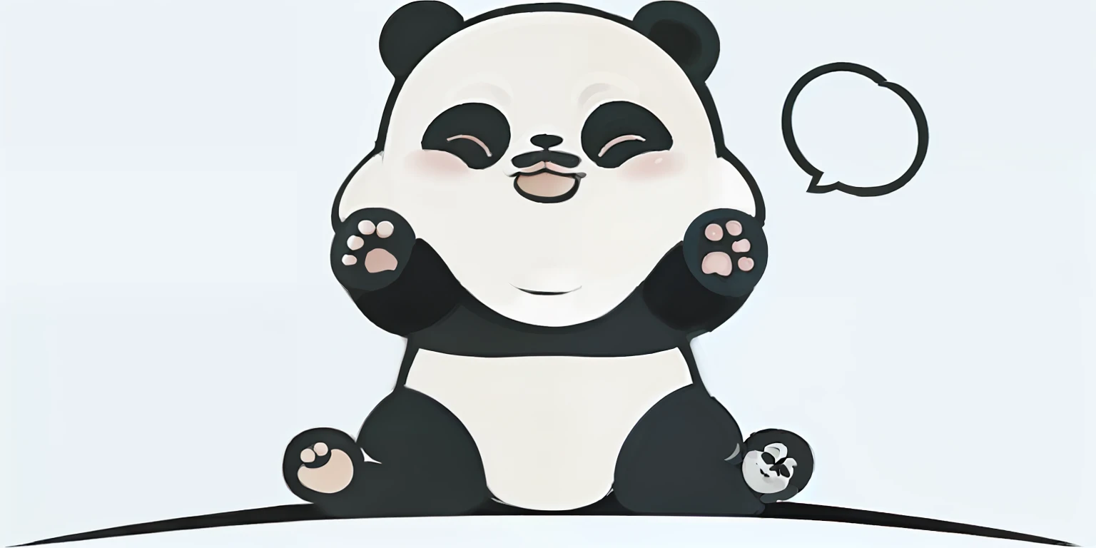 The panda sits on the ground,A voice bubble in his mouth, Cute panda, Panda, a cute giant panda, panda panda panda, tian zi, Chinese, no gradien, Tranquil Mood, cas, telegraph stickers, Bamboo, telegraph stickers design, r/awww, reddit, Chuan Ai, mu pan, inspired by Shūbun Tenshō