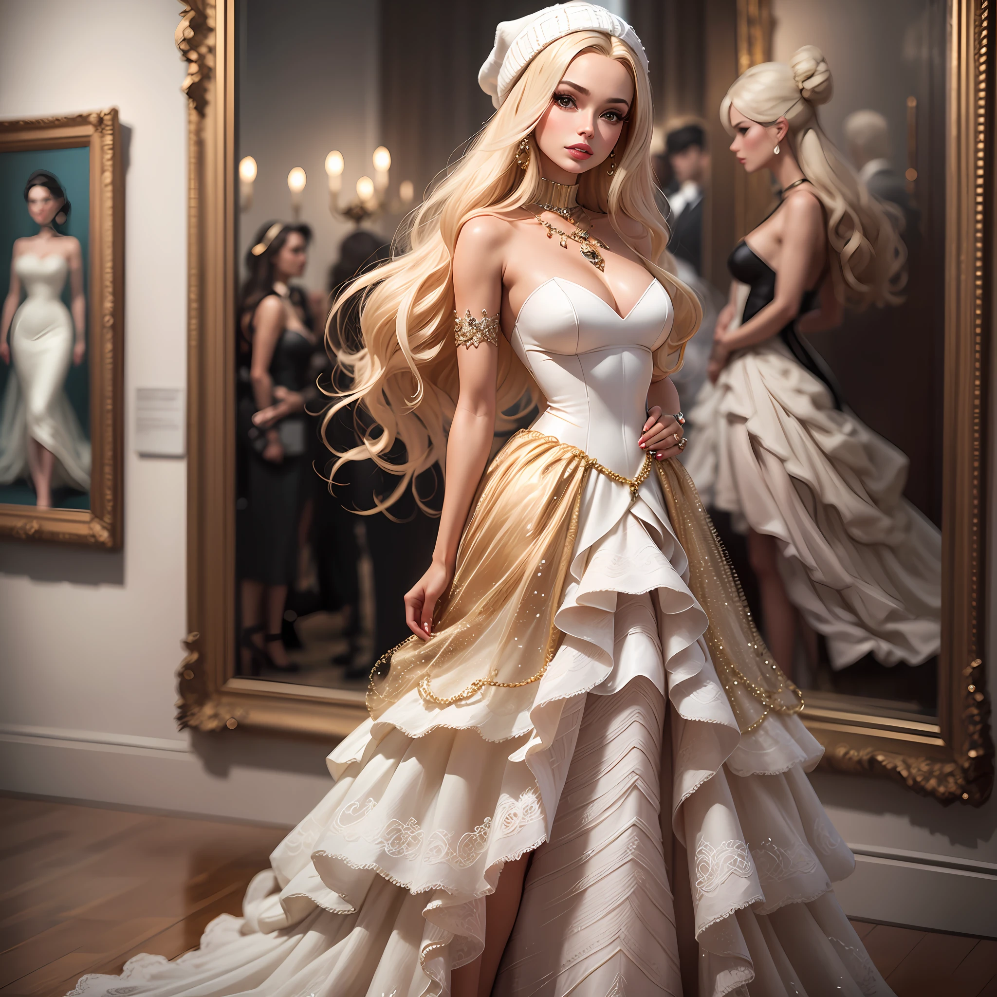 Join Barbie as a refined art connoisseur, participando de uma gala exclusiva do museu. Vestida com um vestido requintado, She captivates with her presence amid priceless pieces of art, adicionando um toque de glamour ao evento cultural. --auto --s2