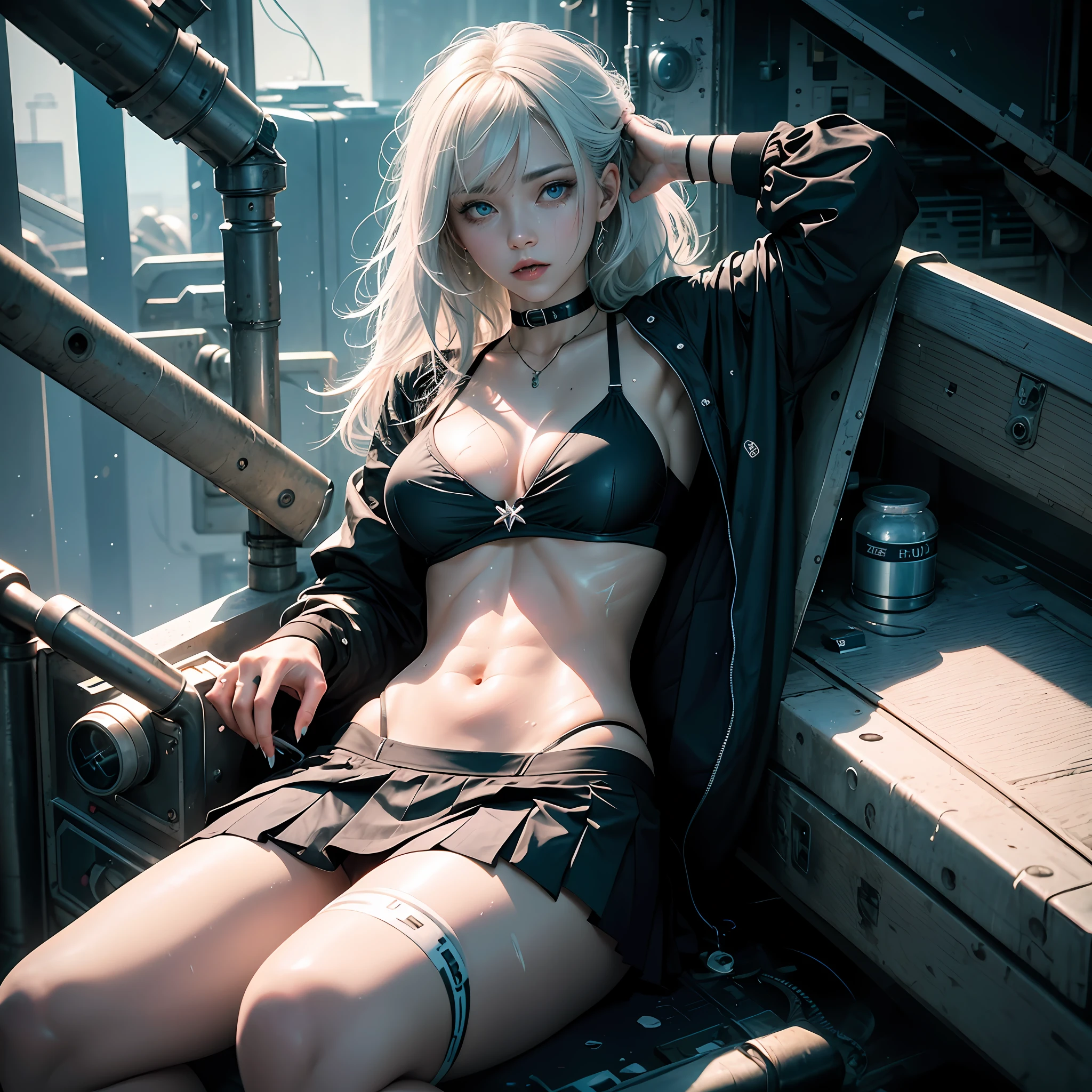 Search for 42 mainImg M M6ORII authoring prompt word copy ((best qualtiy)), ((tmasterpiece)), (the detail:1.4), 3D, A beautiful cyberpunk female image,HDR（HighDynamicRange）,Ray traching,NVIDIA RTX,Super-Resolution,Unreal 5,Subsurface scattering、PBR Texture、post-proces、Anisotropy Filtering、depth of fields、maximum definition and sharpness、Many-Layer Textures、Albedo e mapas Speculares、Surface Coloring、Accurate simulation of light-material interactions、perfectly proportions、Octane Render、Two-colored light、largeaperture、Low ISO、White balance、the rule of thirds、8K RAW、realisticlying，（Fluff is dignified，Perfect proportions，Bright eyes，light make-up，black big eyes，Pink and moist lips），White hair，black big eyes，refrigeratory，Sharp eyes，fresh flowers，（tmasterpiece，realisticlying，A high resolution），（（1 teenage girl）：1.2），（（wavy white long hair）：1.3），，（（huge tit）：1.5，big breasts thin waist：1.2，Strangle thighs：1.3，Fair and moisturized skin）1girll，比基尼，bikini_top，bikini_under_clothes，black_choker，black_hair，blue_bikini，blue_choker，blue_nails，blue_sailor_collar，blue_skirt，Blushlush，Creamy white，white colors，White transparent bra，Lingerie transparent，nedium breasts，electric cables，The Car，choker necklace，closed_eyes，clothes_lift，earbuds，Earphone，ground_vehicle，high legs，highleg_bikini，hoses，large_breasts，Lie down，micro_bikini，microphones，White miniskirt，Ultra shorts are taken off at the thigh level，White mesh stockings，Wet clothes，birthmark，motor_vehicle，nail_polish，nabel，scarf，on_back，open_mouth，pleated_skirt，Sateen，sailor_collar，school_uniform，ssee-through，Sefu，shirt_lift，short_hair，dent in the skin，a skirt，独奏，speakers，stomach，string_bikini，swim wears，thigh_strap，Inner chest，underdressing，dampness，Get wet，water dripping，water stain，whole body liquid，liquids，clear liquid，wet_clothes，wet_shirt，，Super small underwear，Get wet，Soak through underwear，Lingerie transparent，比基尼，Nipple bumps，Bulging ，Lie down in bed