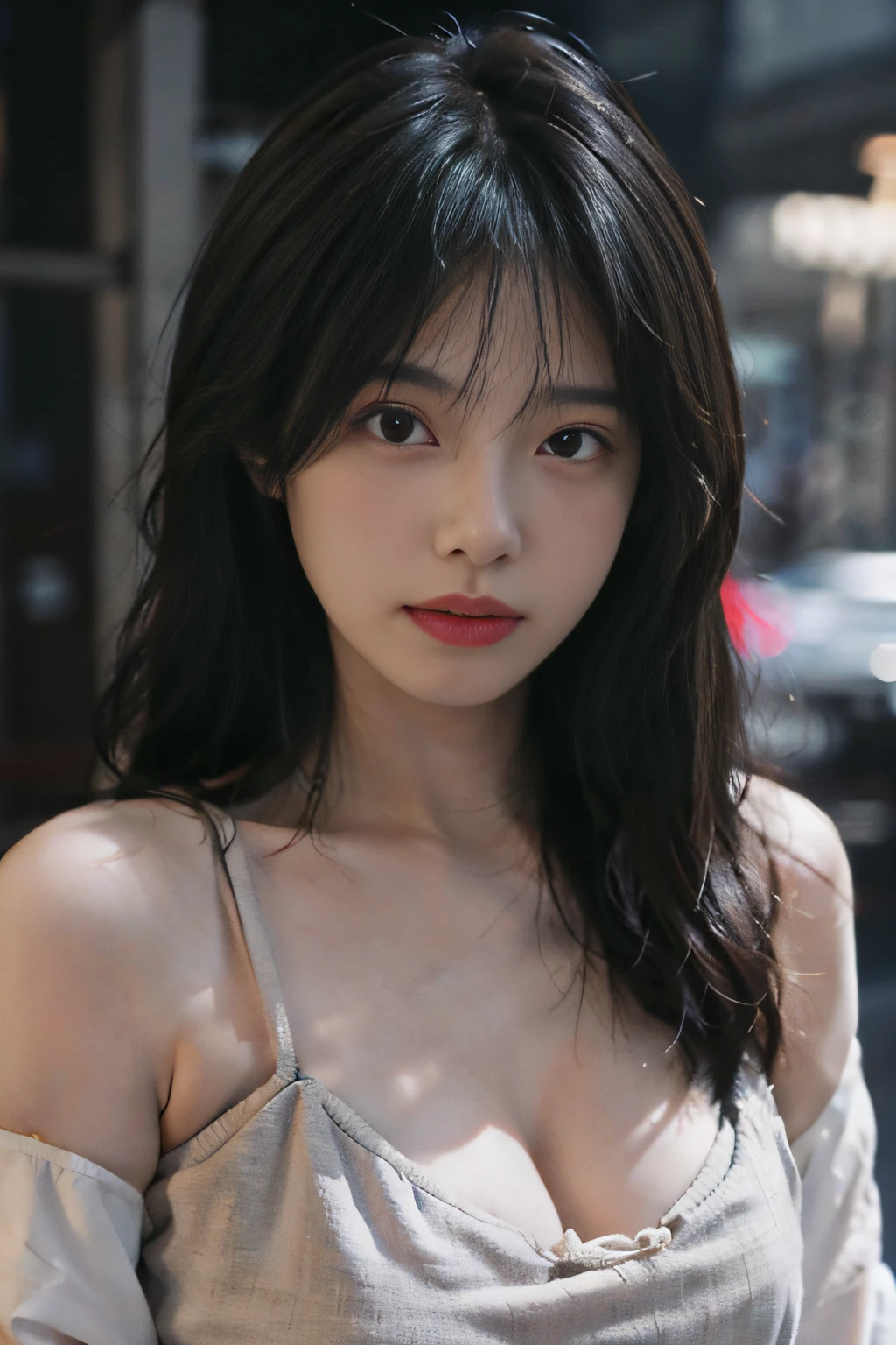 8K,best qualtiy,tmasterpiece,超高分辨率,(真实感:1.4),RAW photogr,(True skin texture:1.3),(filmgrain:1.3),1个Giant Breast Girl,Beautiful eye and face details,tmasterpiece,Best quality at best,closeup cleavage,The upper part of the body,