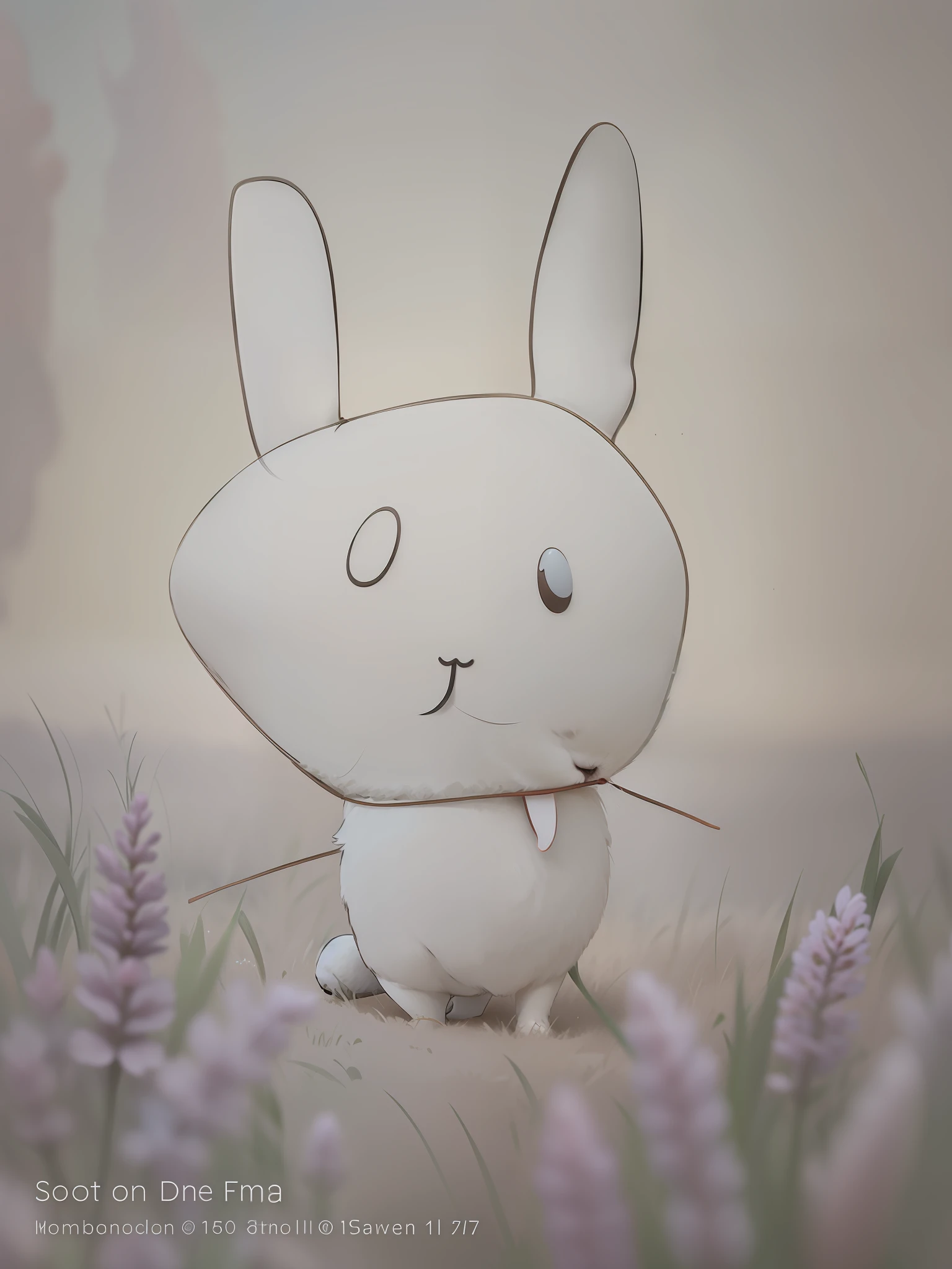 bunny in field, fuzzy, adorable, high quality