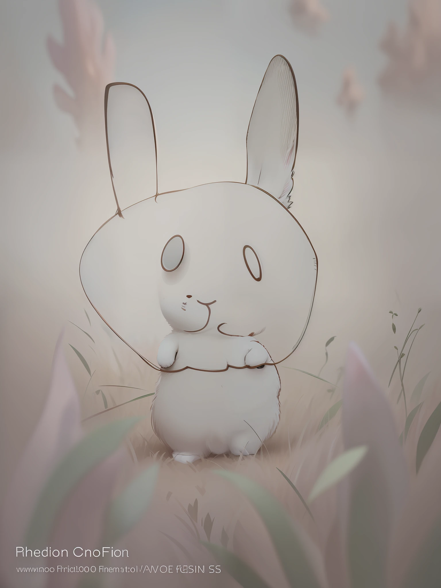 bunny in field, fuzzy, adorable, high quality