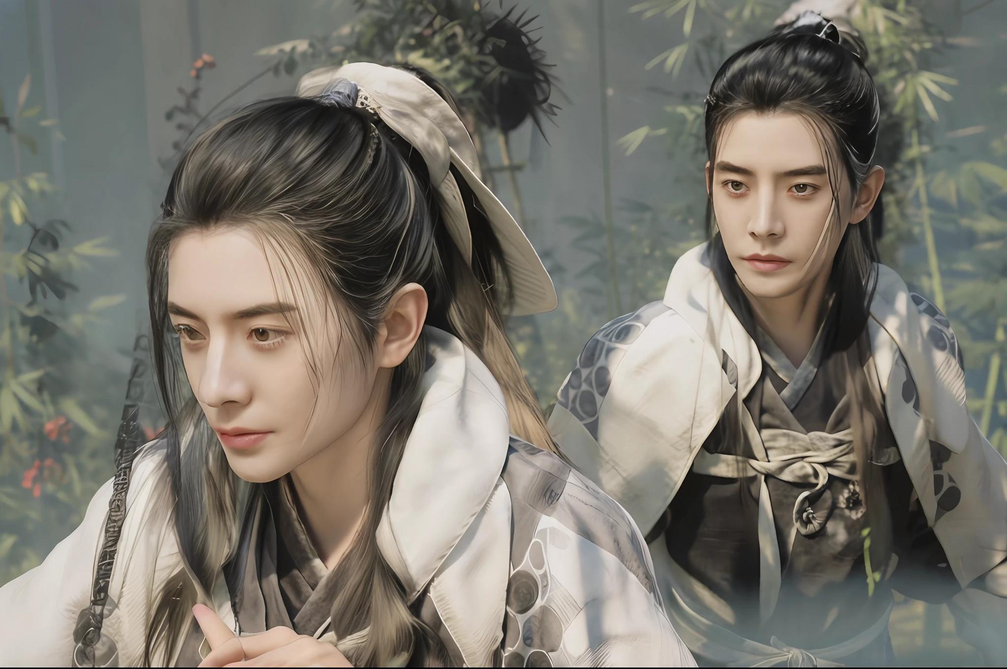 1. Handsome chivalrous man，Bunched hair，hair-bun，Playing the flute，Fluffy cotton coat, Fluffy cape, linen_clothes, Bamboo_Hat, yuki, Ancient Chinese fortress background, castle wall, （strong winds：1.5），Ultra-detailed face and eyes，16k，best qualtiy，bokeh，softlighting，Natural lighting，