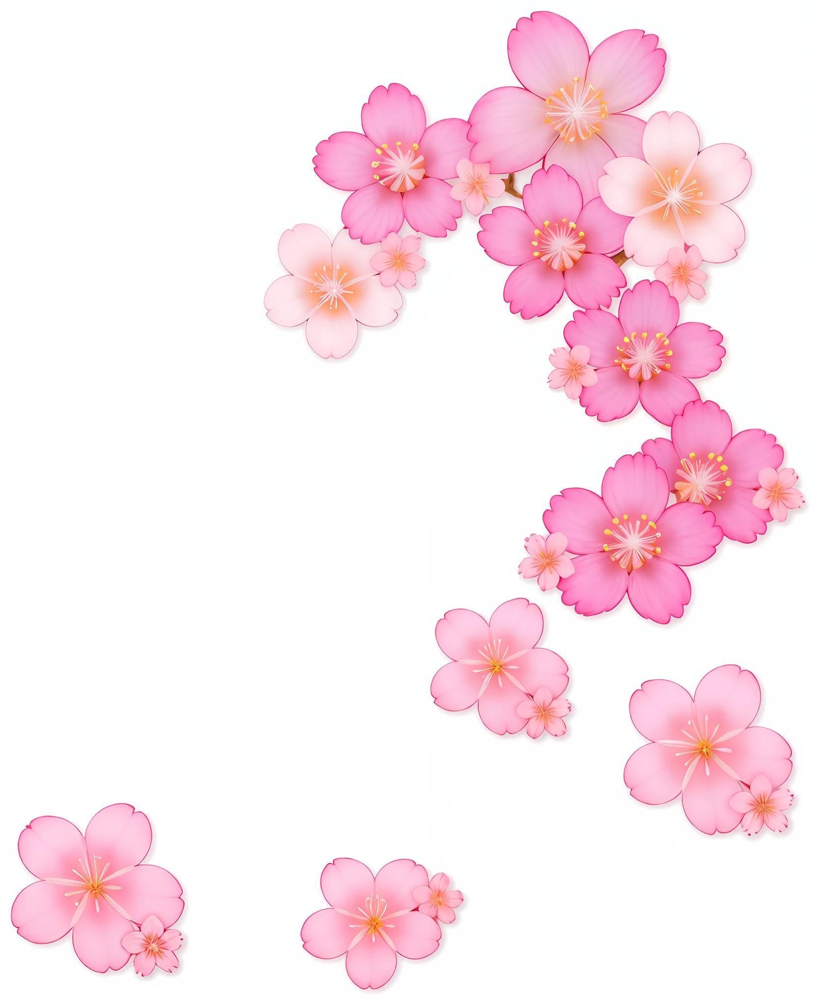 Pink cherry blossoms, Sakura flower, sakura blooming on background, Cherry blossoms and cherry blossoms, Flowing， sakurabackground, cherry blossoms falling，littered，afloat