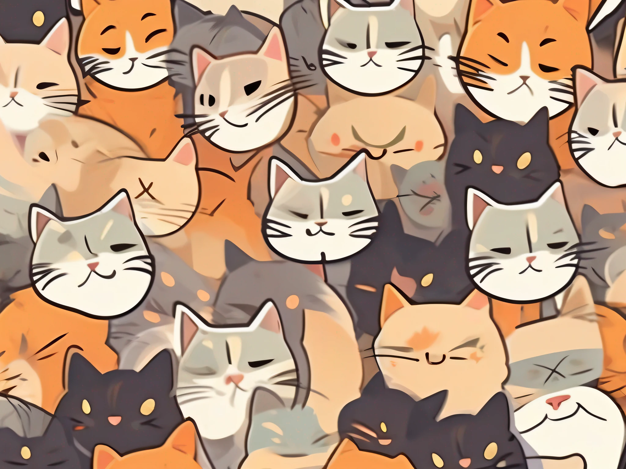 Cat avatar sticker,Various expressions,Complicated details,Exquisite,simple backgound