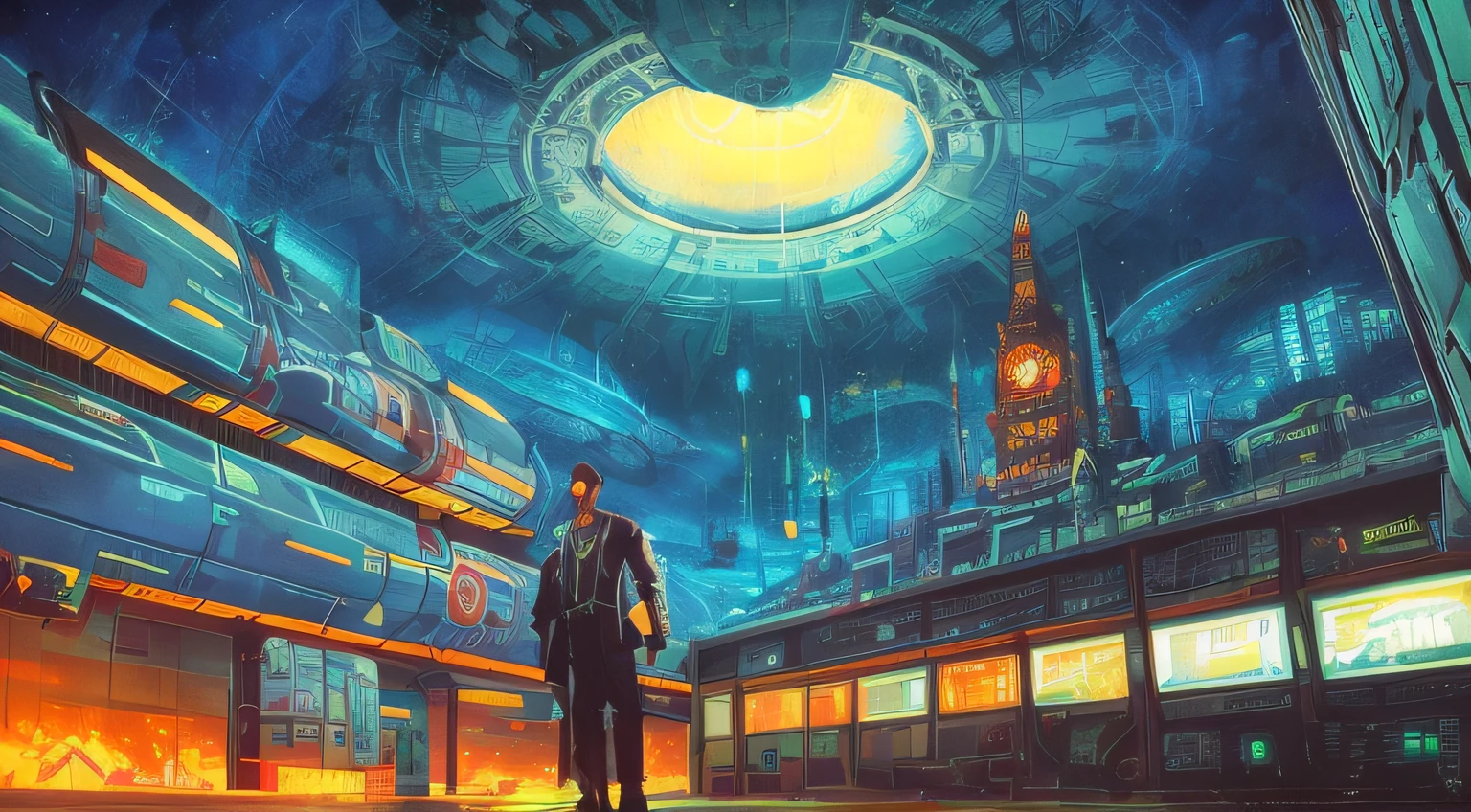 1980s anime world by Paul Lehr, ((((8k)))) HD photo extremely detailed render, Sharp focus,