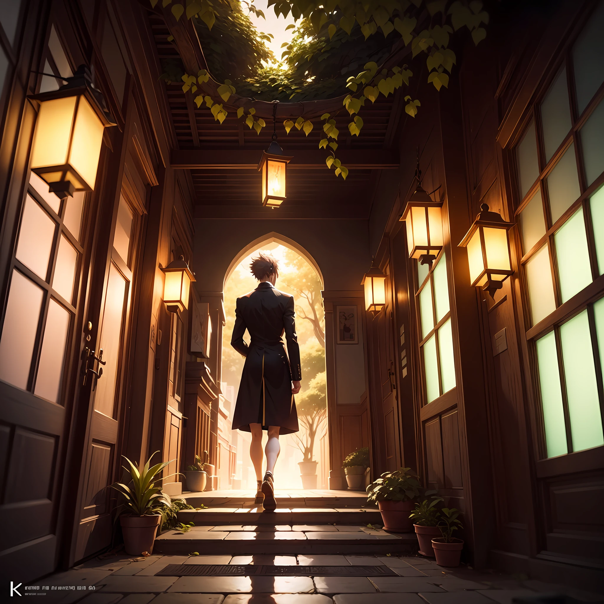 ,NOhumans,trpical garden,Shade lights,Sky lantern,Volumetriclighting,Plant branches and leaves,color difference,lightand shade contrast,visual novel key visual, key art, anime key visual concept, Epic light novel art cover, key visual, anime key art, anime key visual of elegant, light novel cover art, Key anime art, anime background key visual, anime key visual concept art of, Official anime artwork, Anime main visual effects "Small lanterns,the night,Spring festival,Warm light source --auto