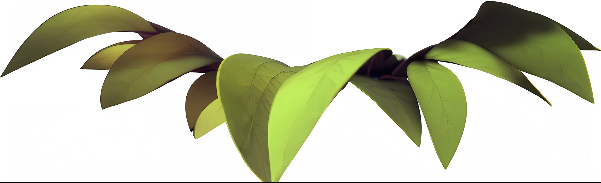 There is a green plant in the dark,There are leaves on it, raytraced blade, tail slightly wavy, heavy jpeg artifact blurry, rendered in nvidia's omniverse, a raytraced image, 16k upscaled image, cloth simulation, twisting leaves, upscaled to high resolution, grainy low quality, stylized vegetation, greenish tinge