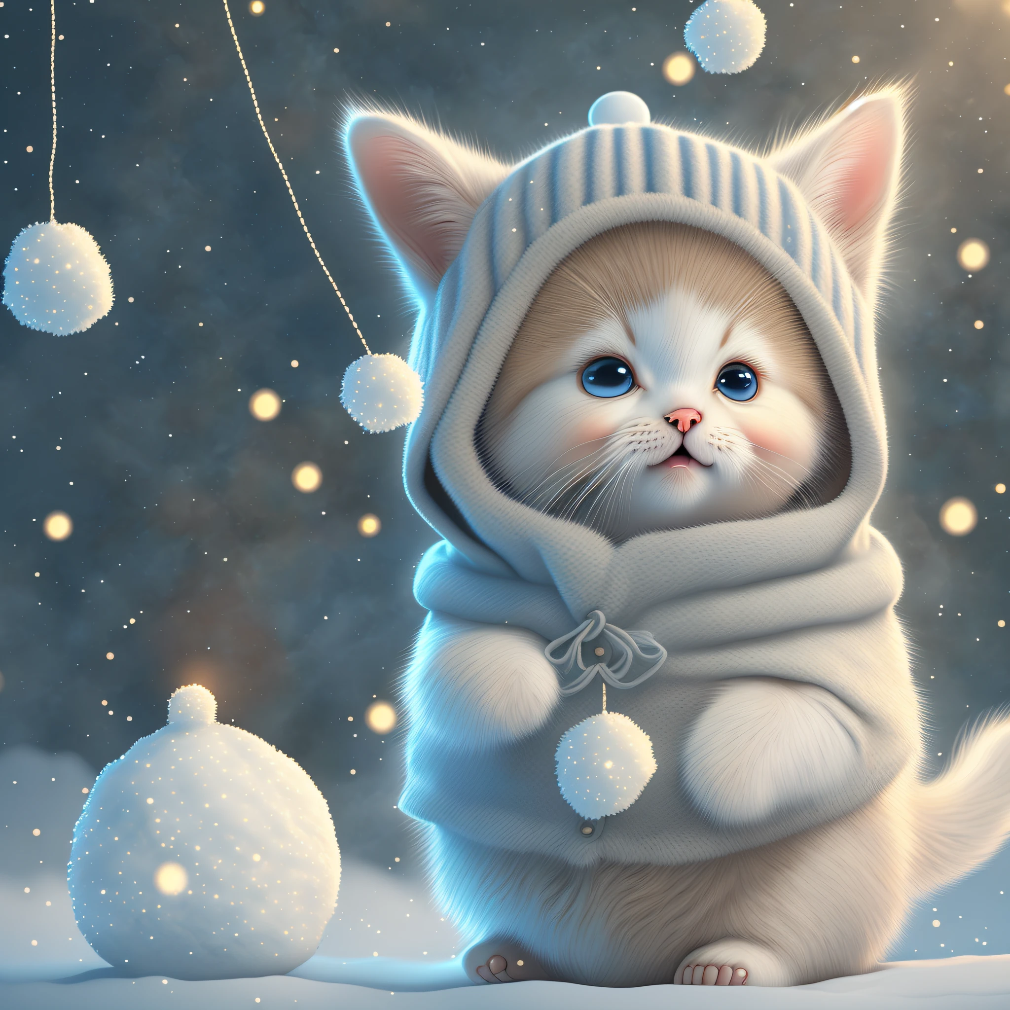 The kitten laughed happily,The mouth grinned