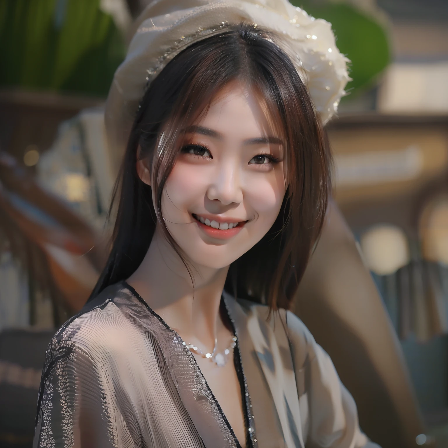The most beautiful Asian woman, Smile, depth of fields, nffsw, high details、full bodyesbian、