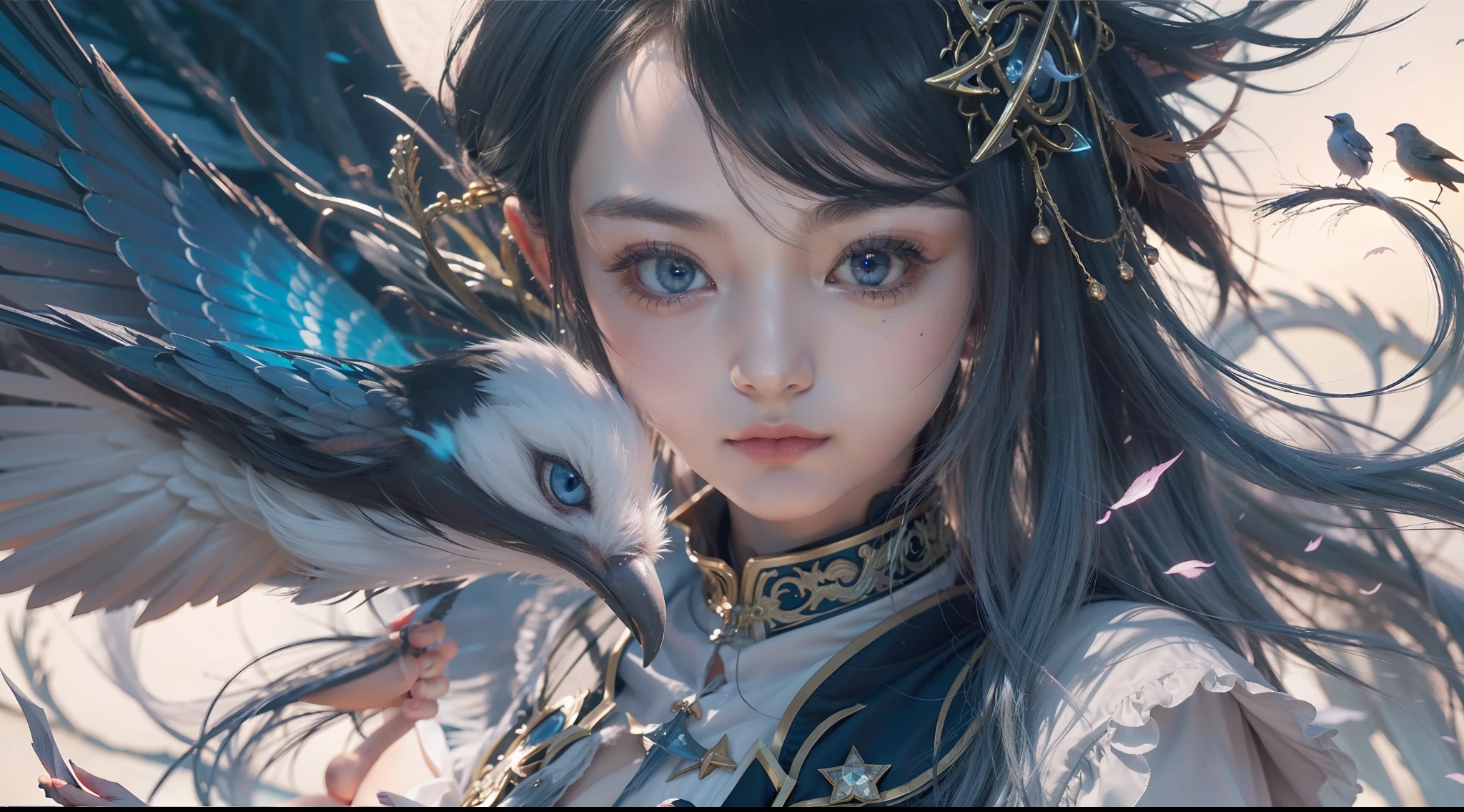 Magic Book,Blood,Night, Dark, (Fantasy),infinite,deep blue sky,The abyss of knowledge,Cowledge,((masutepiece)), (((Best Quality))),((Beautiful fine eyes)),(Eye lashes)、Beautiful girl riding blue dragon、(女の子1人)、Perfect human body structure、Black hair、The long-haired、abyss eyes、glowy skin、oils、small tits、(Bird body、pluma)、Wizard robes、tattered cloth、Realistic coat、Teenchi、elvish、Super delicate CG Unity 32k wallpaper、masterpiece, ((ultra-detailliert)), ((illustratio)),colourfull,wall-paper,The energy,Unknown terror,Incomprehensible,Around the magic,Magical surroundings,magic wands,Boken,Flying pages,Know everything,Predict the future、Get to know the past、Infinite wisdom、blue flames、Warlock、magic circles、Pentagram、Spells、mantra、Singing magic