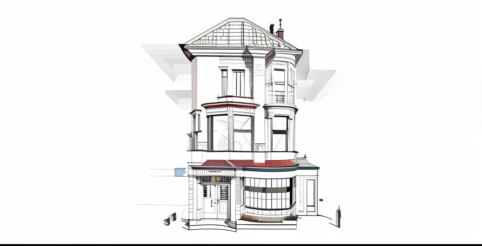 omplete the perspective of the house with the frontage and the perspective of the space at the end of the afternoon, town house