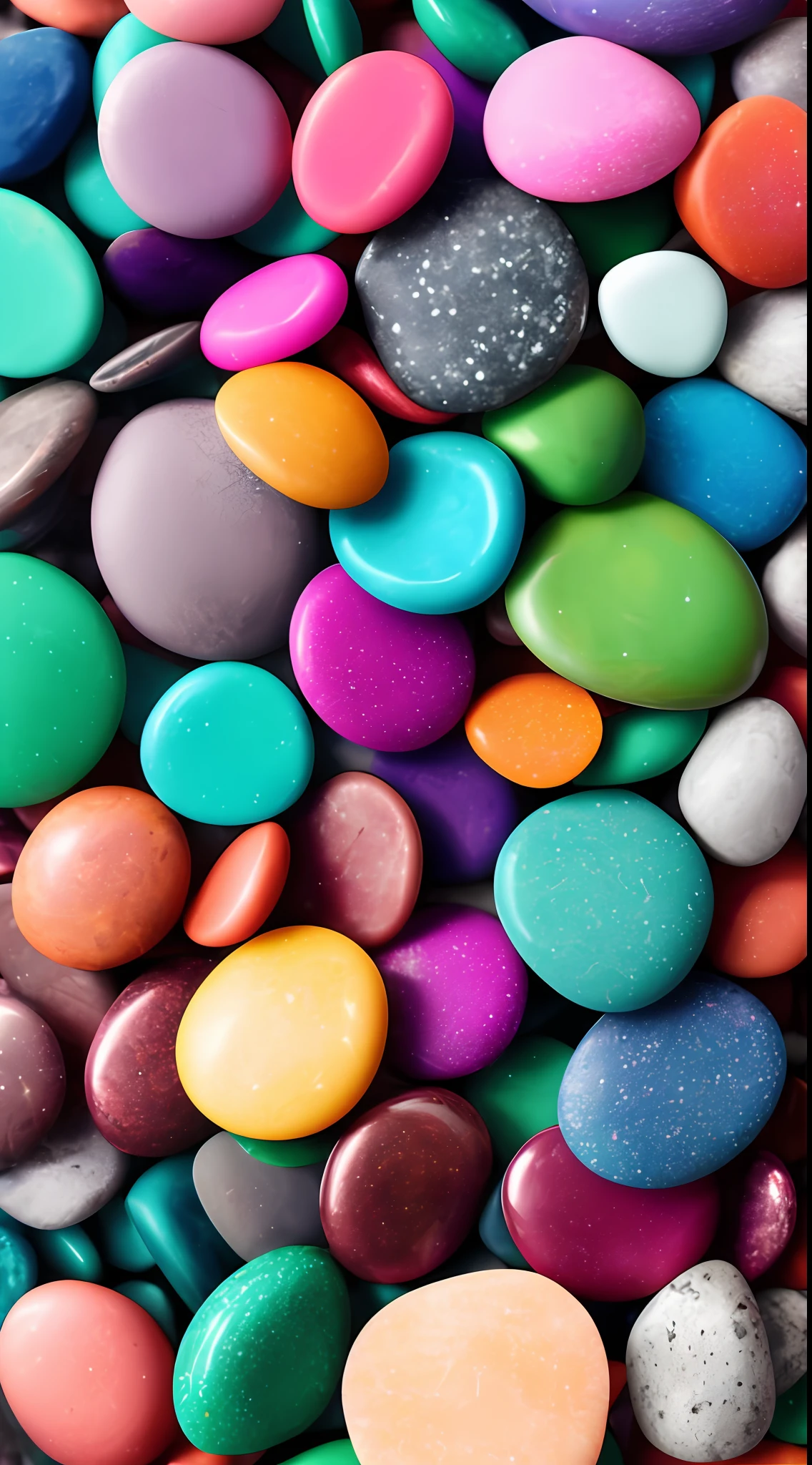A series of gentle pebbles, Enhance style with numbers, color drain, Light magenta and dark emerald, Close up, Deep blue and aquamarine , Rainbow colors --AR 150:109 -- Style primitives -- V 5.1