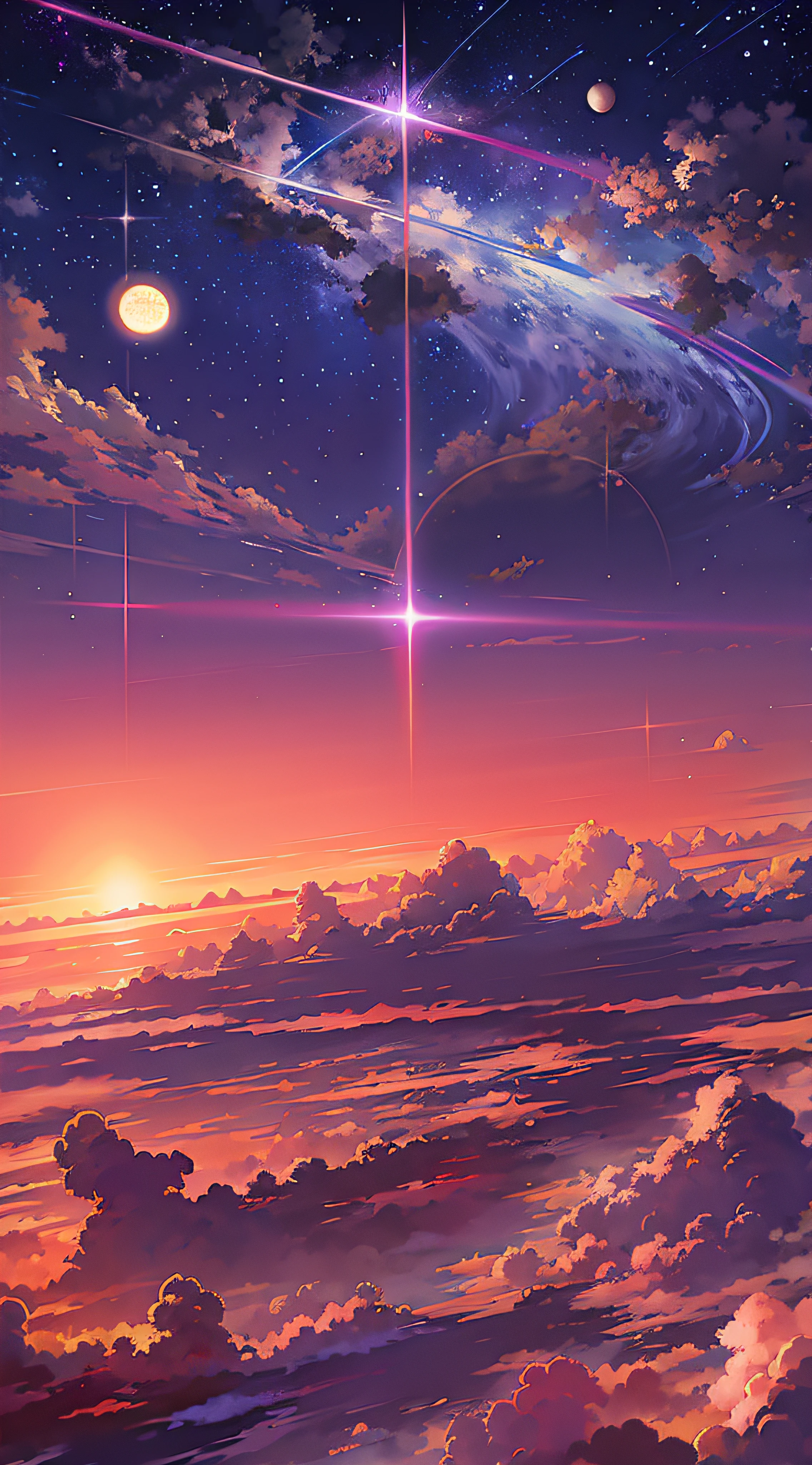 anime anime wallpapers with a view of the sky and stars, cosmic skies. by makoto shinkai, anime art wallpaper 4 k, anime art wallpaper 4k, anime art wallpaper 8 k, anime sky, amazing wallpaper, anime wallpaper 4 k, anime wallpaper 4k, 4k anime wallpaper, makoto shinkai cyril rolando, anime background art