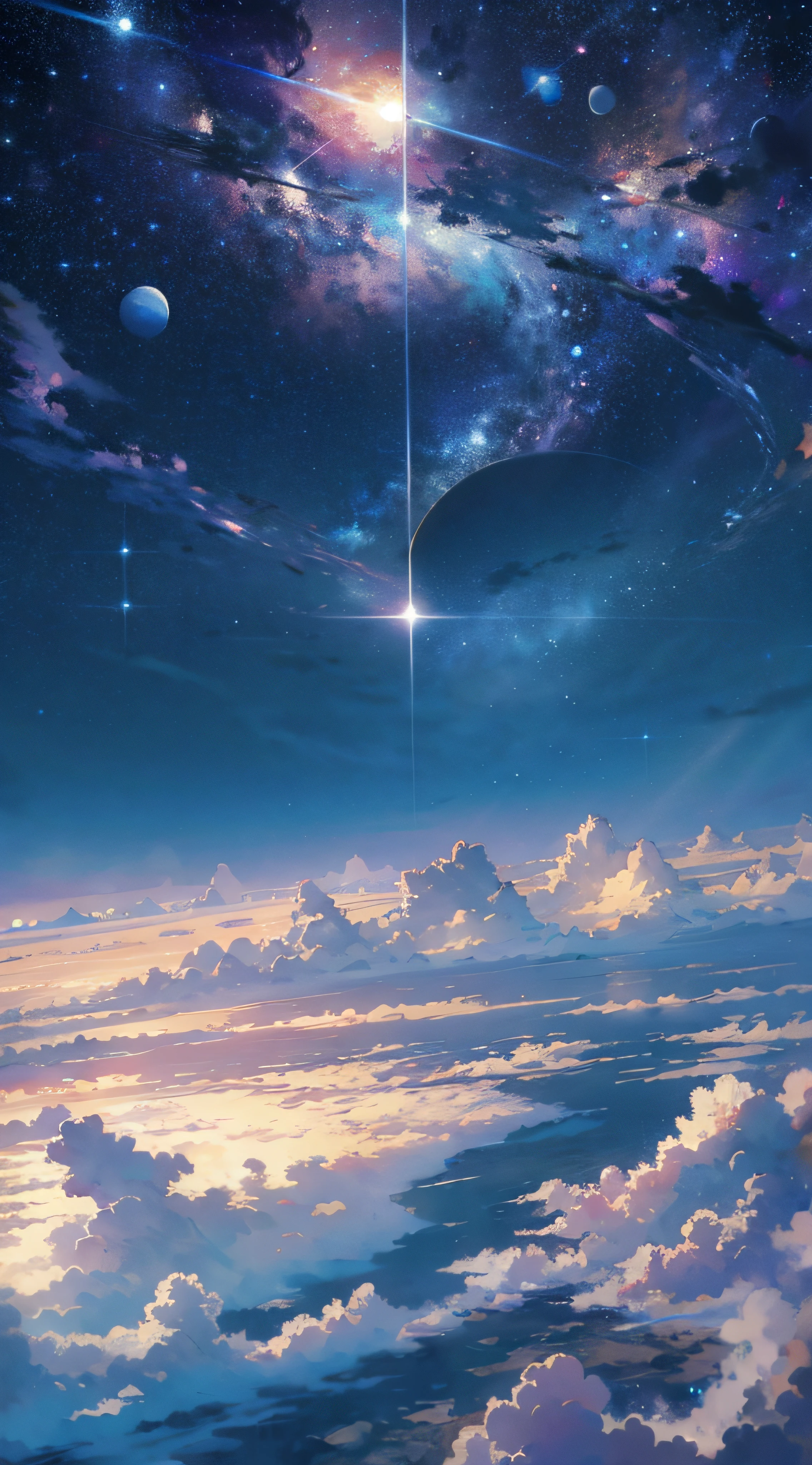 ridiculous resolution, high resolution, (masterpiece:1.4), super detailed, 1boy, seen from above, space, floating, --v 6