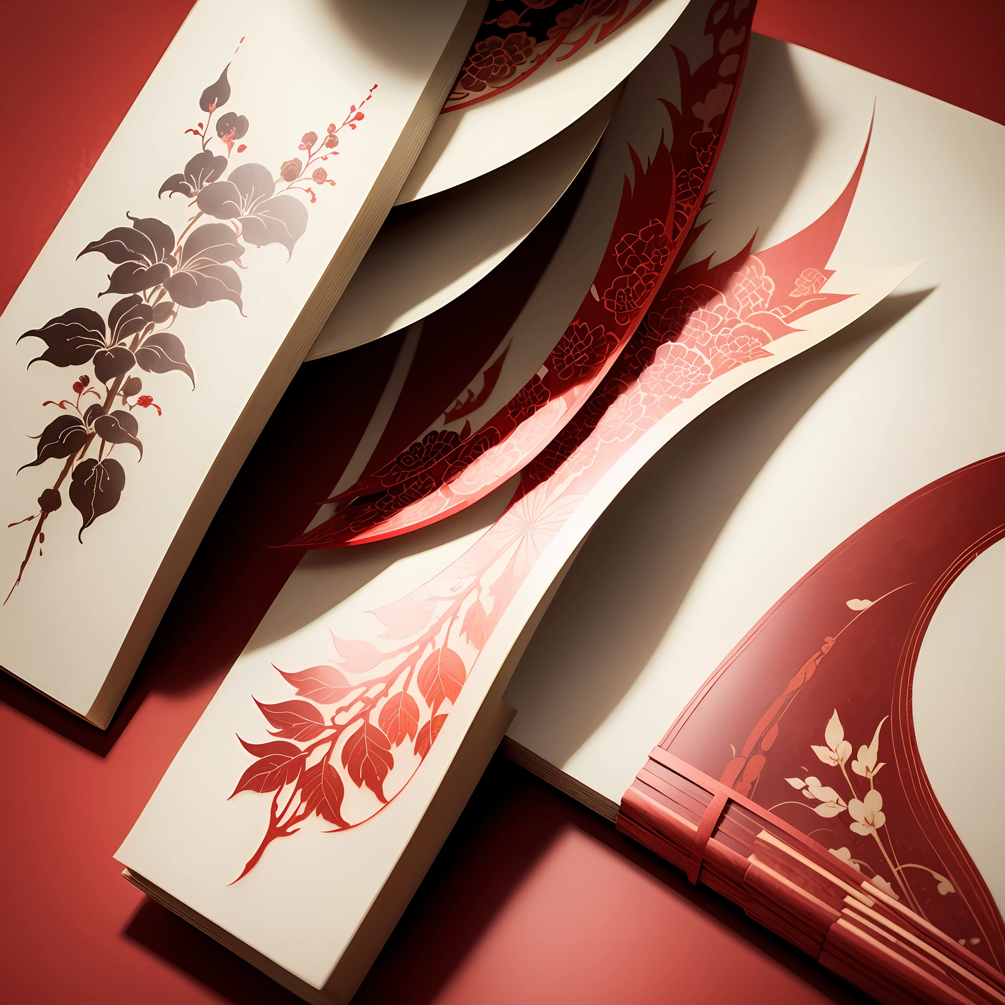 paper cut out，Traditional chinese painting，Red paper，white backgrounid，delicated，the detail --auto