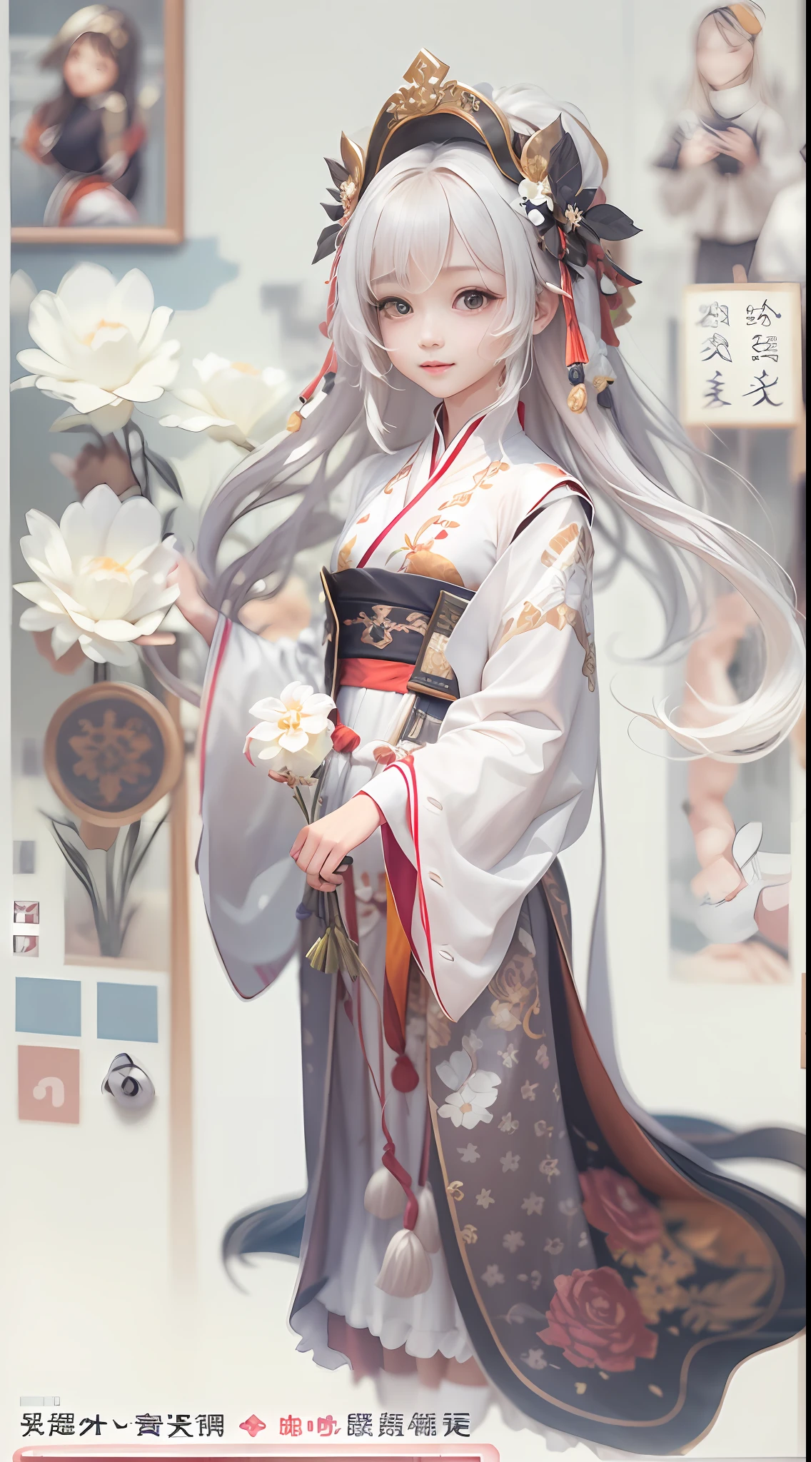 photograph realistic:1.3,detail texture,(best qualtiy),(tmasterpiece),super detailing,A high resolution, high qulity, Artificial human,
1 Hanfu loli, With a petite figure, The bust is small, Slim body type,
White clothes in tulle(Hanfu),Fine patterns on clothes,jewelry,
Perfect facial features,Close-up of facial features,The eyes are focused,Look to the audience and interact with the audience,
cheerfulness, Delicate smile, Glossy glossy skin, Perfect body proportions,
whaite hair, extra very long hair, Fluttering, floating,
Remove excess legs,Remove excess hands,Remove excess feet,
Scenes(Faraway view: 1.3), It seems to be dancing at any moment, Physical coordination,
Back - Cartography,
Adjust the conditions in the description,
check(Wrong human proportions,Wrong proportions of limbs,Wrong hand-to-foot ratio,Wrong neck proportions,Describe the number of extra people other than that,The character does not go out of the border),
check(Remove all text,Remove all numbers,Remove all text),
3D, Quasi-dynamic, Light and shadow effects, dynamic angle, perfectly proportions,