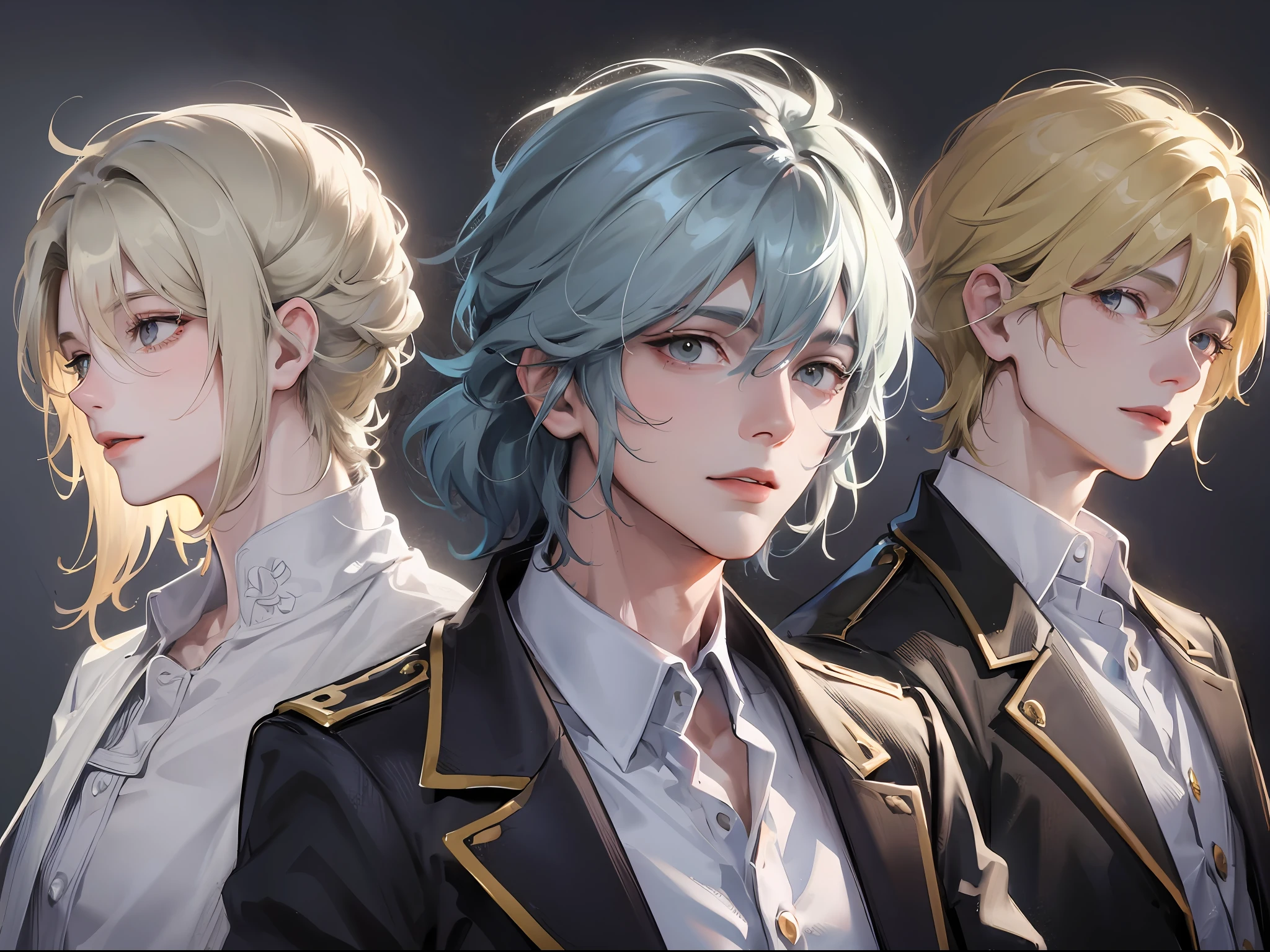 (k hd、Ultra-fine CG picture,Best picture quality、Fidelity)、(Best light and shadow effects,Very delicate and beautiful)、Four men with different hair colors,mtu