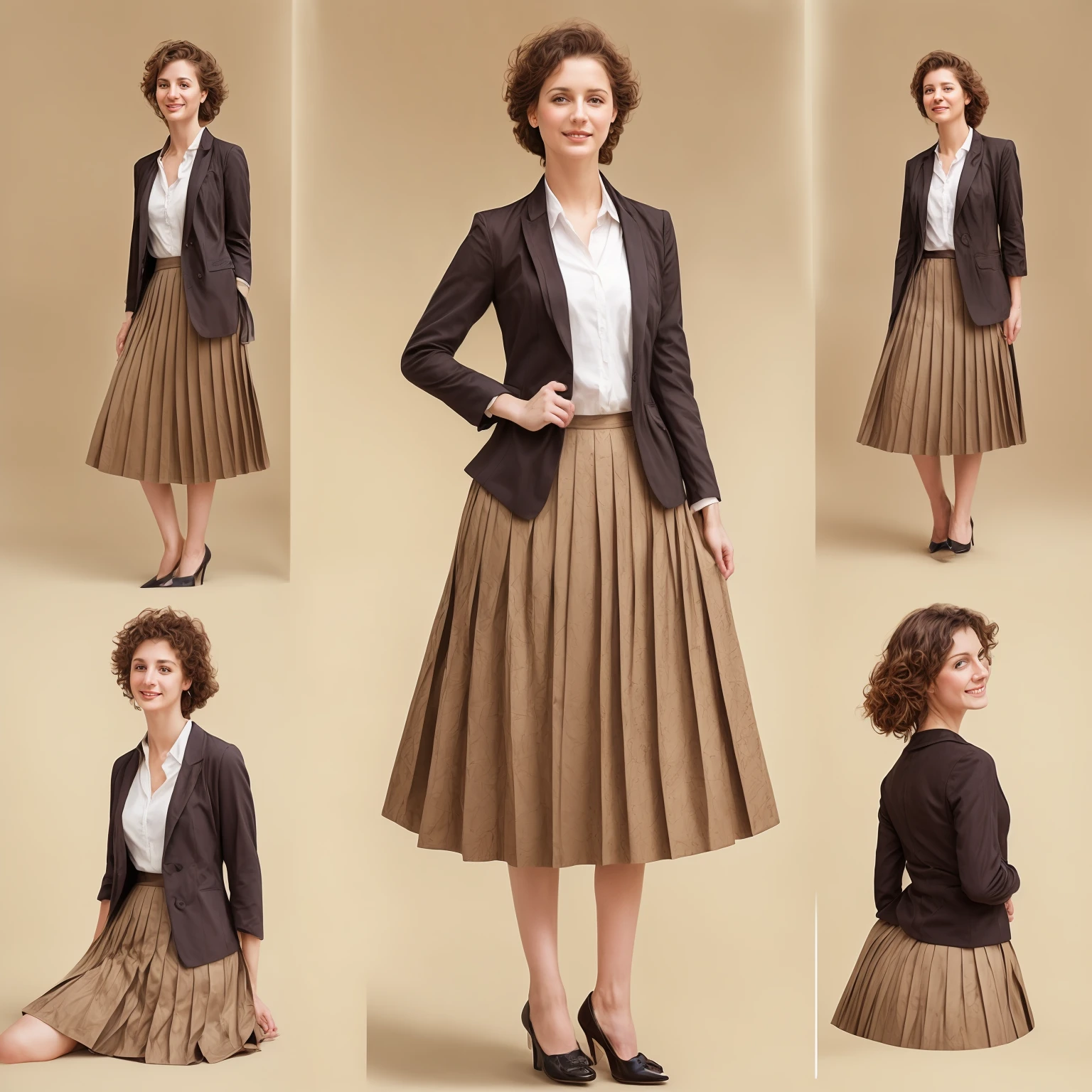 authentic (very shy:1,4 smiling) good woman wearing a short blazer with a very very detailed (long (fully pleated) full circle skirt) and (simple) low heeled office shoes, very very intricate hyper-detailed symmetric (attractive graceful young feminine face) with (sad, tired eyes and shy smile:1,1), full of empathy and compassion and love, (pronounced (feminine) features), (highly detailed ultra accurate realistic) hands and fingers, (windy conditions and wind blowing), epic composition, highly detailed attributes, highly detailed atmosphere, (35mm f1.4 Kodak portra 400 photograph), extremely high quality RAW photograph, intricate, Exquisite details and textures,