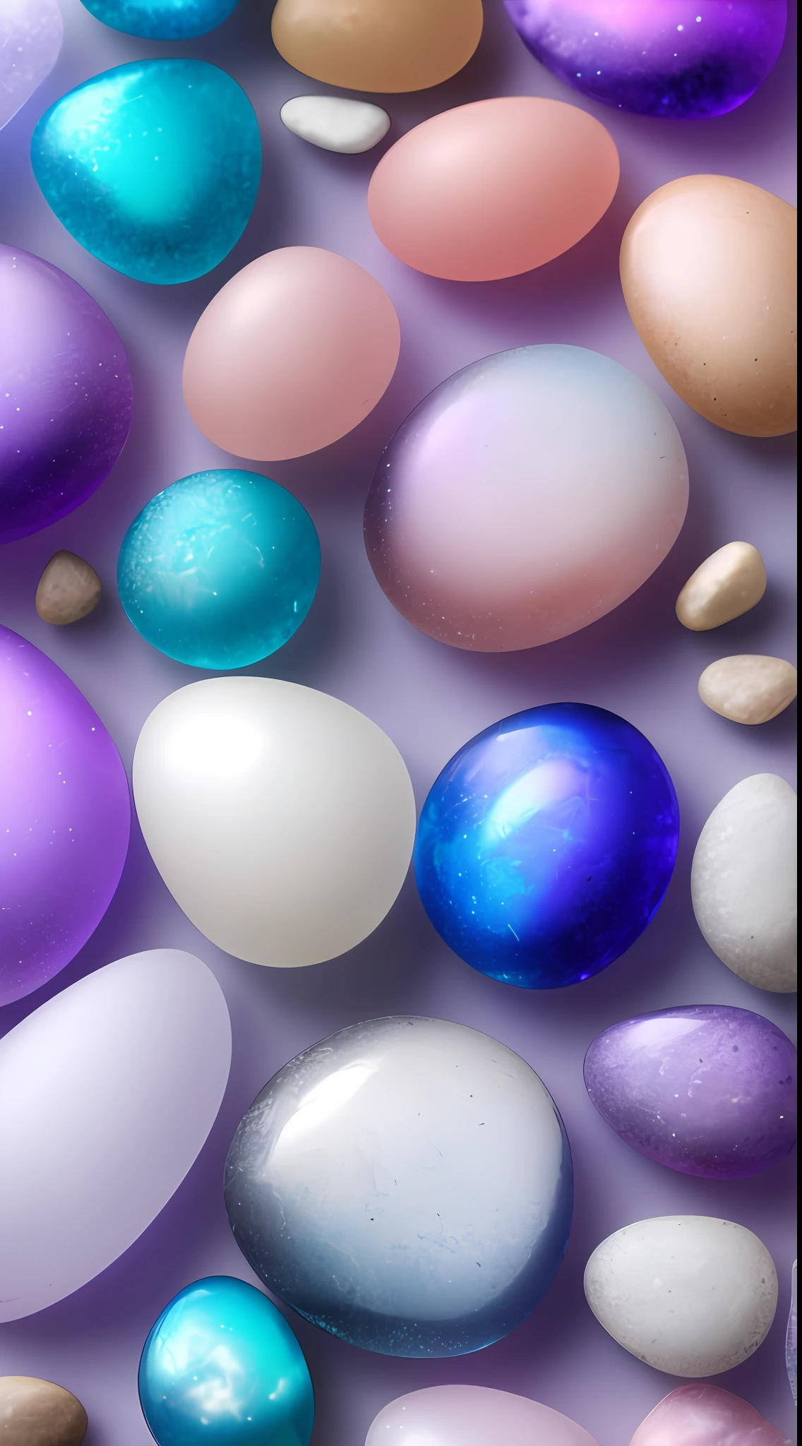 pebbles on top of a blue and purple glass, light amber and pink, atmospheric photograms, aerial view --ar 3:2 --style raw --v 5.1