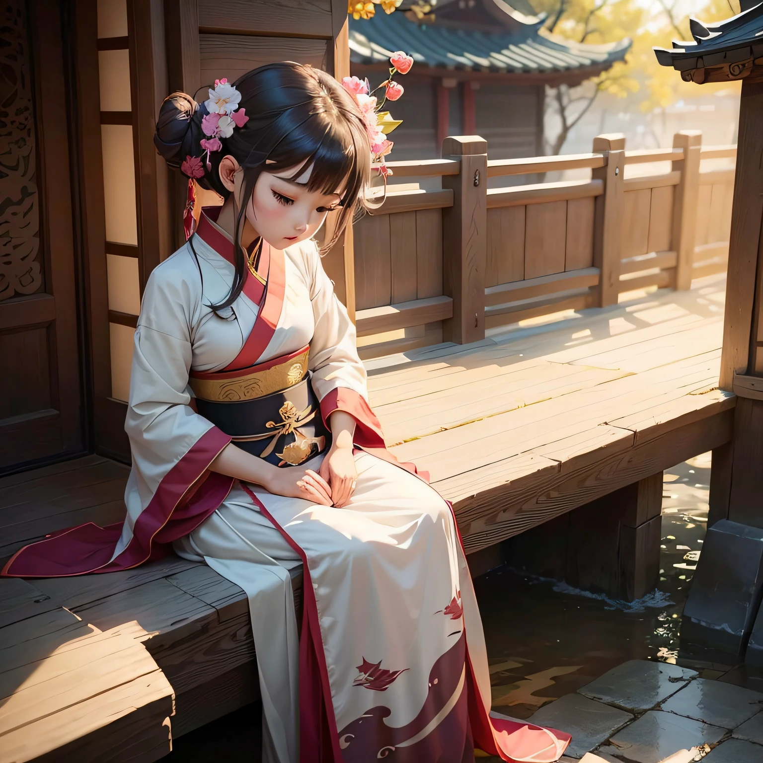 Anime character of a woman in Hanfu ancient Chinese costume, wearing long and fluent clothes, beautiful anime character design, anime vision of cute girl, Kantai collection style, anime moe art style, little curve loli, Chen Jiru, little loli girl, anime character design, highly detailed character design, guweiz, high quality character design --auto