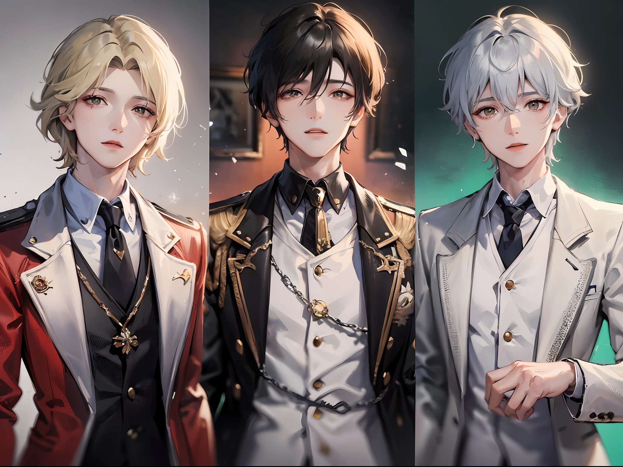 (k hd、Ultra-fine CG picture，Best picture quality、Fidelity)、(Best light and shadow effects，Very delicate and beautiful)、Four men with different hair colors，Variety shows