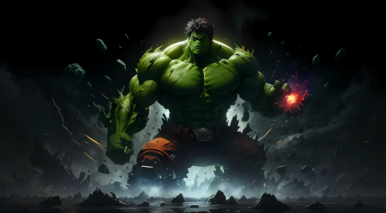 The Hulk glowed red in the dark, hulking, The Hulk, The Hulk, The incredible Hulk, Portrait of the Hulk, Hulk, wojtek fus, hulk like physique, son goku as the incredible hulk, The incredible Hulk, 8K stunning artwork, hulk body type, The strongest superhero, 4k highly detailed digital art, author:Arthur Penn