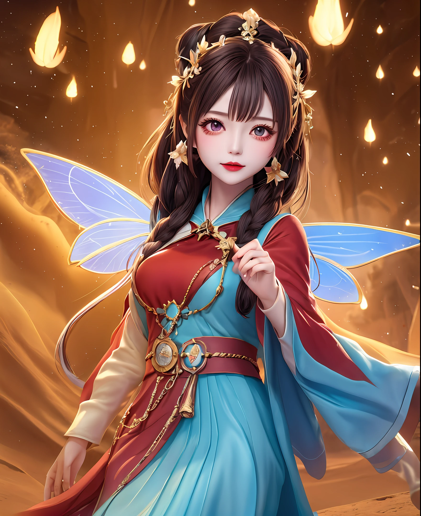 light yarn,ancient wind,A desert,magia,Red makeup,Royal sister,mature,enthusiasm,Fairy air fluttering
